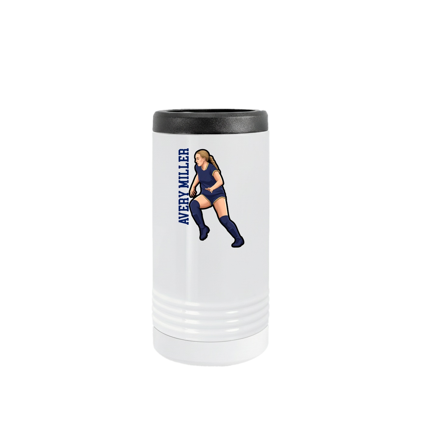 Slim Beverage Holder — Name Vertical in White