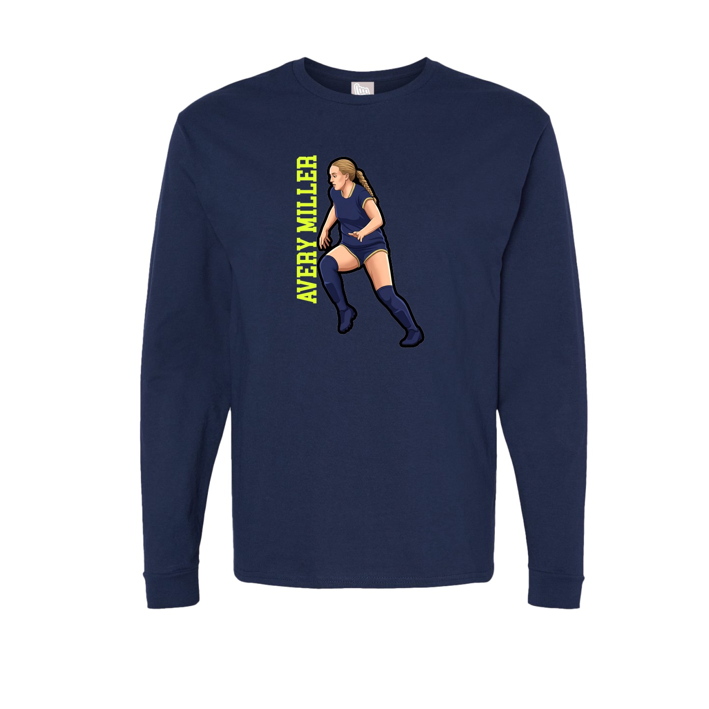 Long Sleeve Tee — Name Vertical in Navy