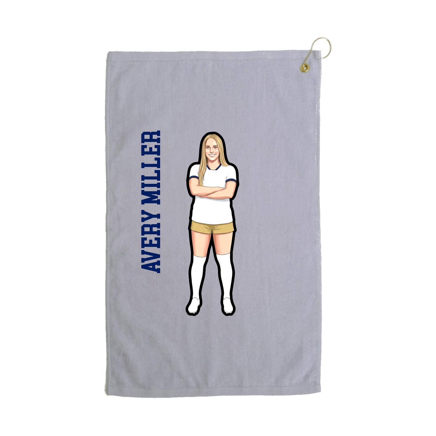 Golf Towel — Name Vertical in Grey