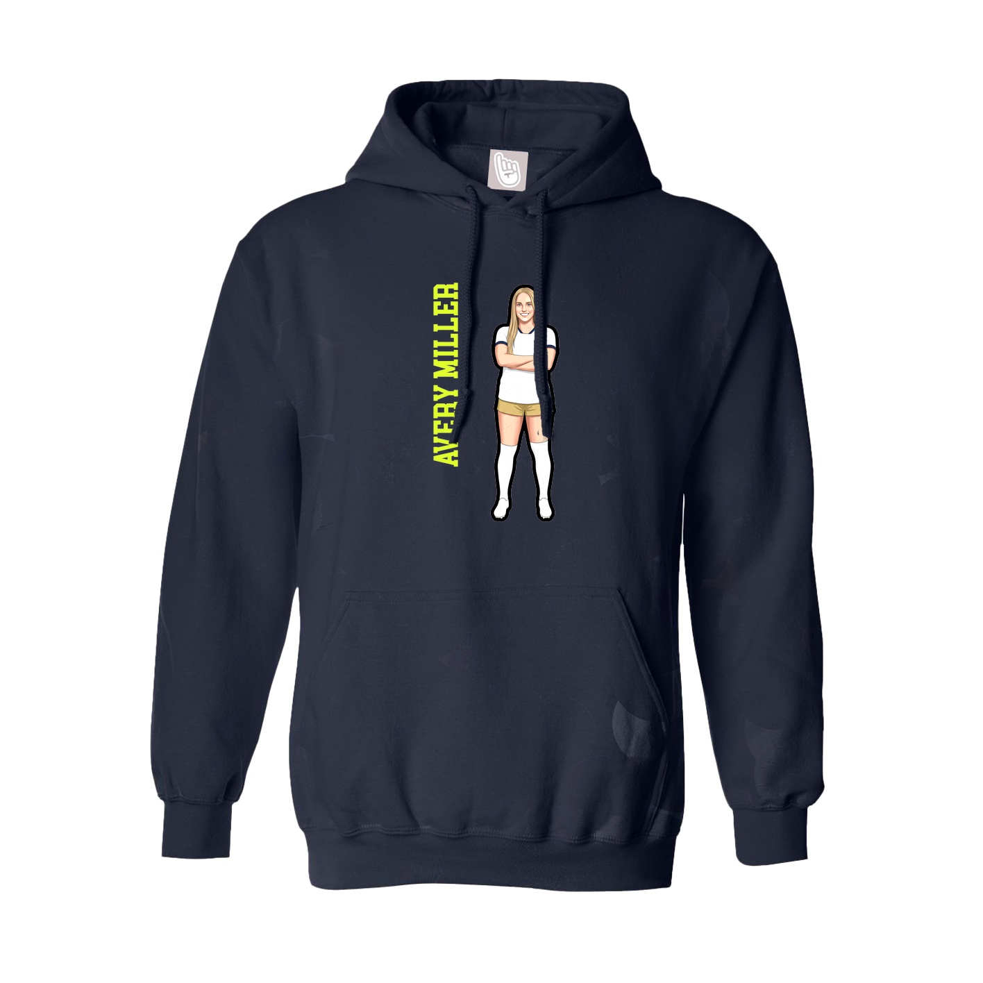 Hoodie — Name Vertical in Navy
