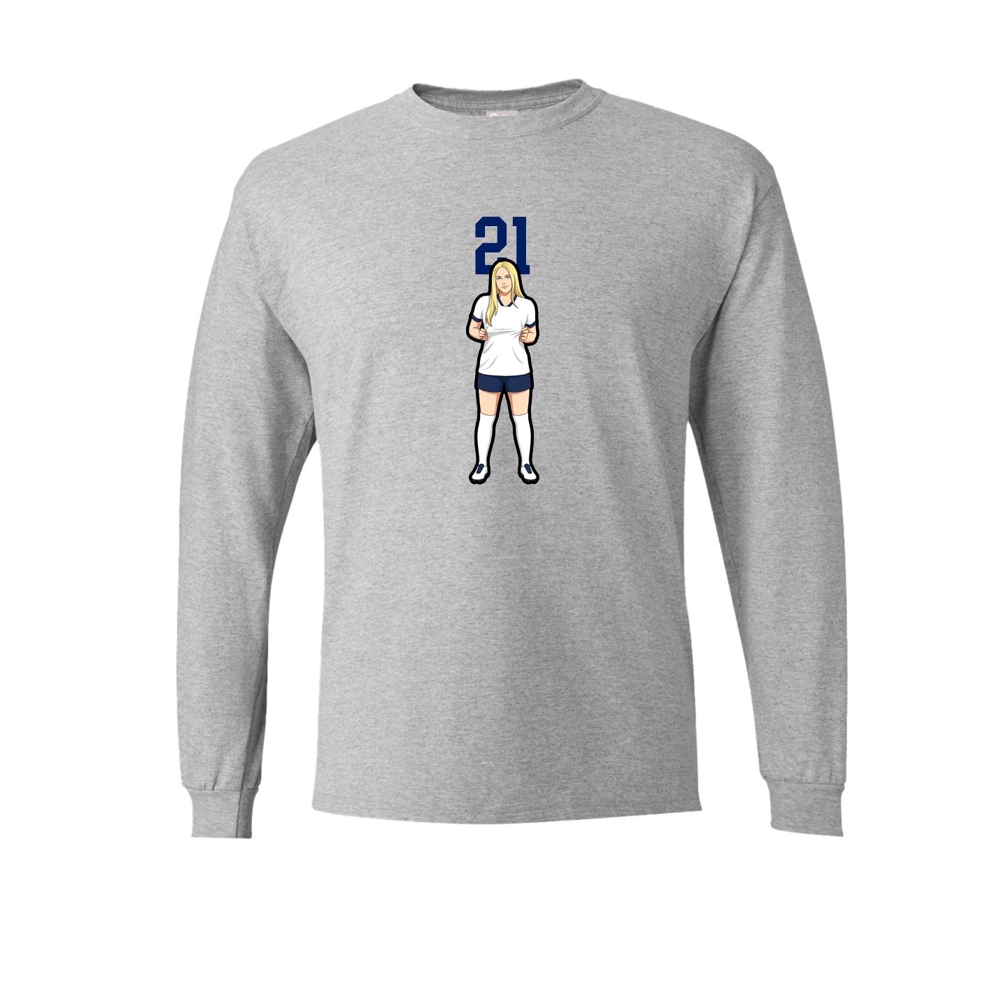Long Sleeve Tee — Number Top in Grey