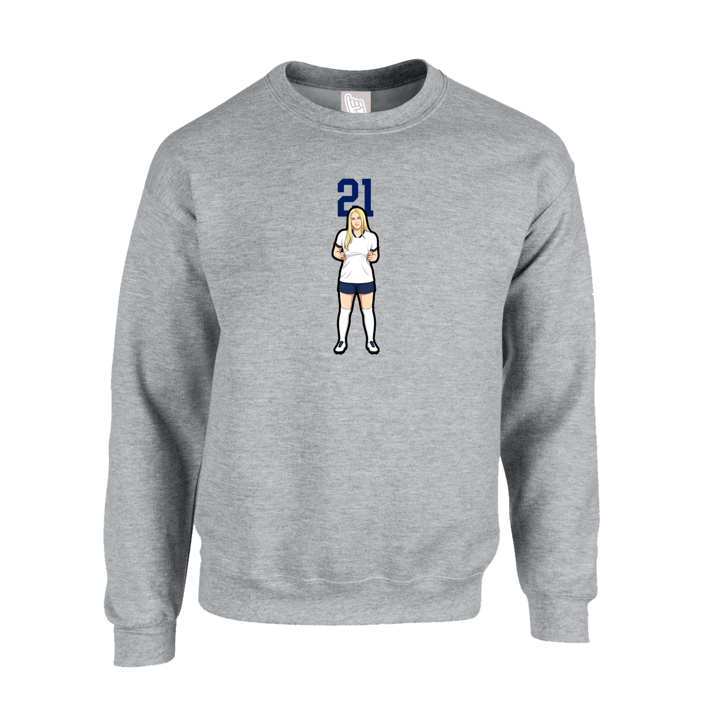 Fleece Crew — Number Top in Grey