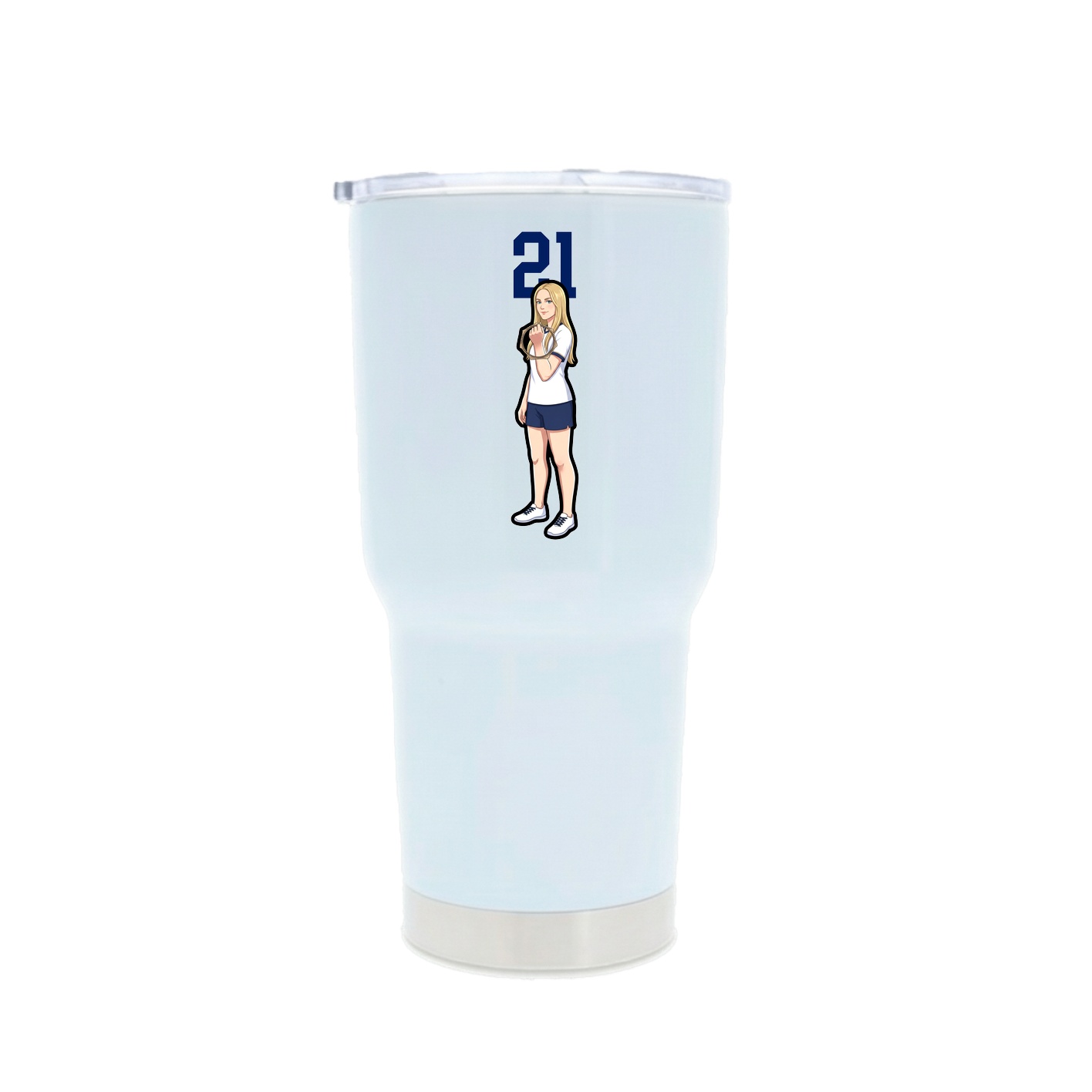30oz Stainless Steel Tumbler — Number Top in White