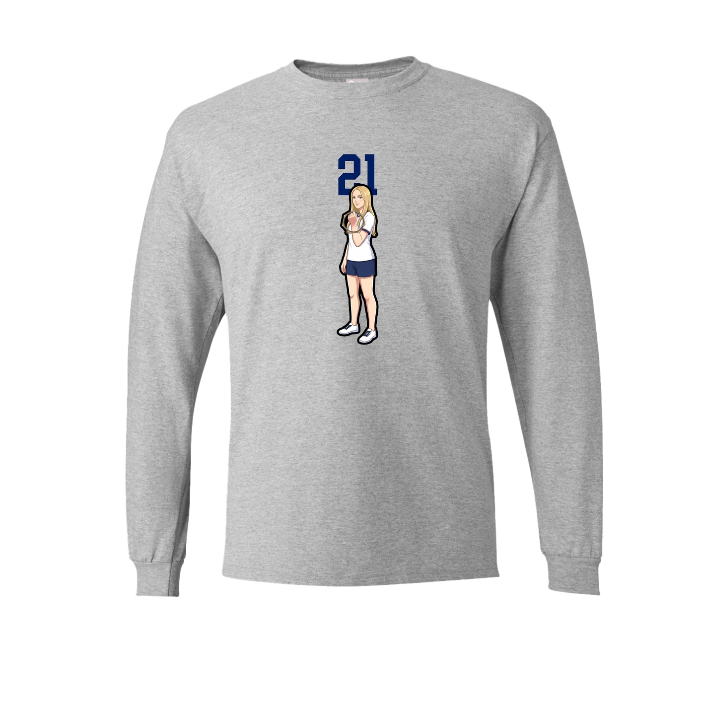 Long Sleeve Tee — Number Top in Grey