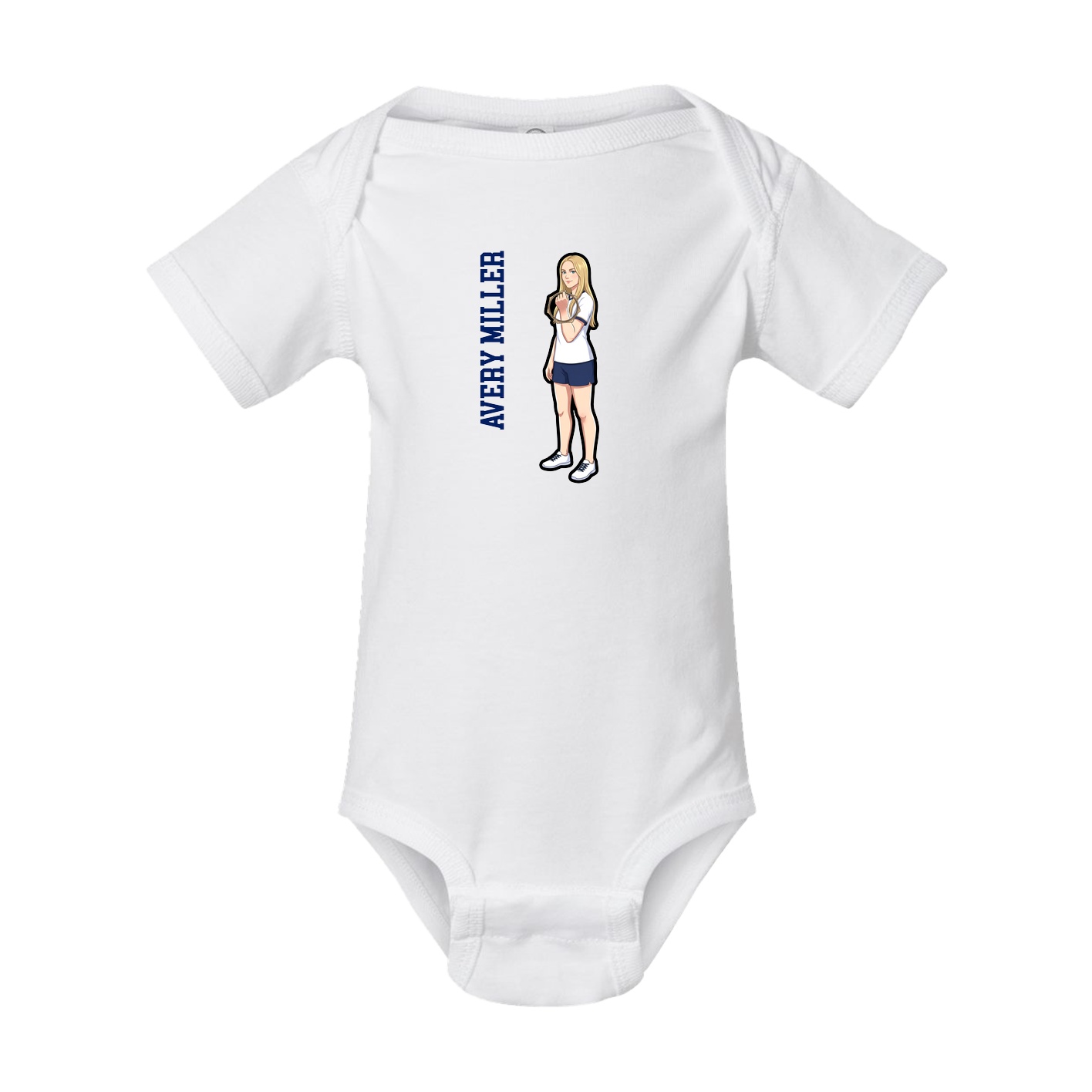 Baby Onesie — Name Vertical in White