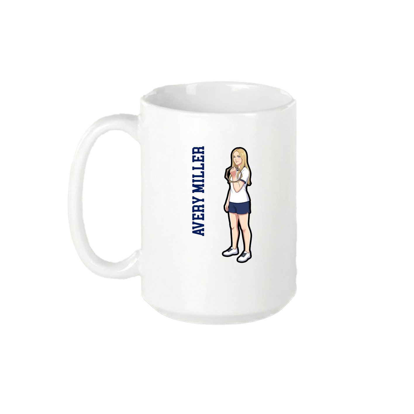 15oz Coffee Mug — Name Vertical in White