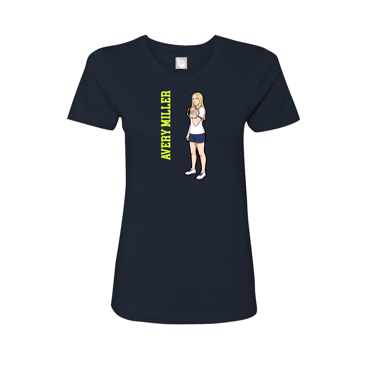 Womens Tee — Name Vertical in Navy