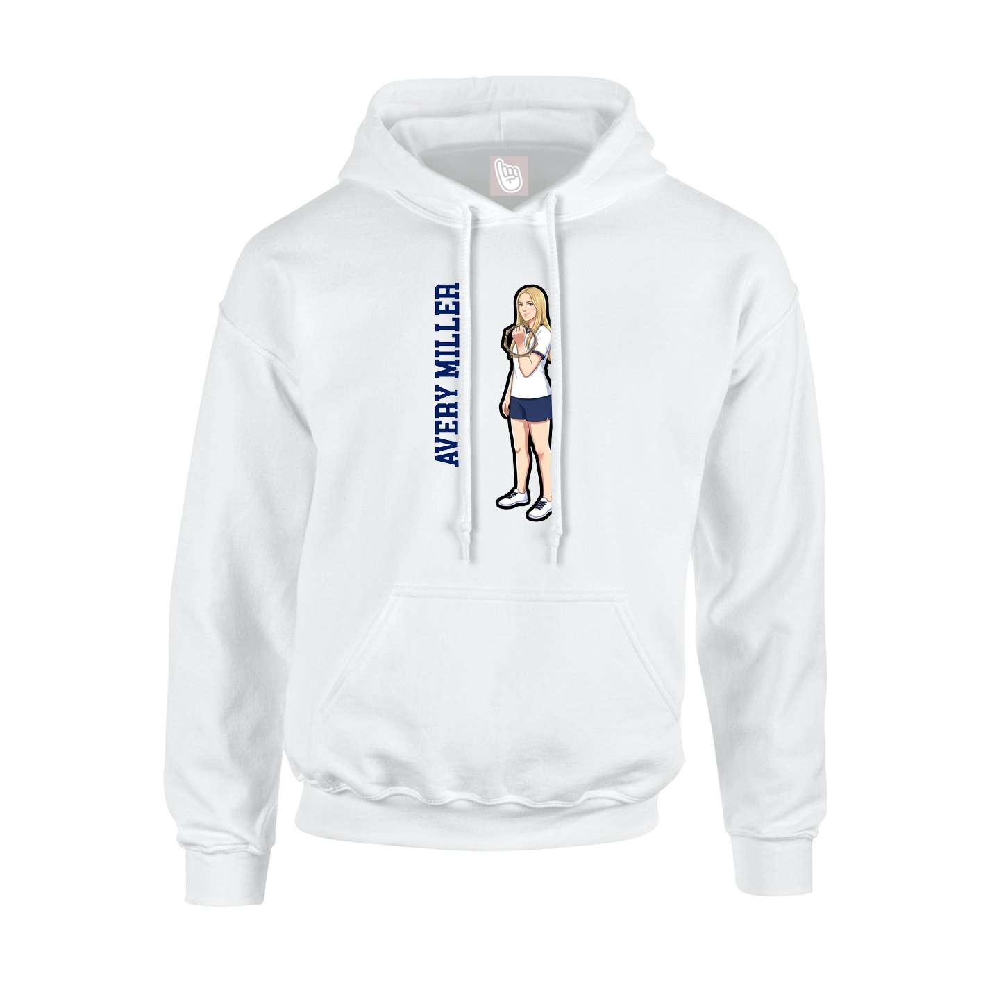 Youth Hoodie — Name Vertical in White