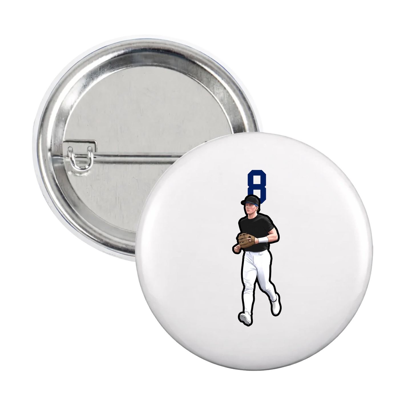 Game Day Button — Number Top in White