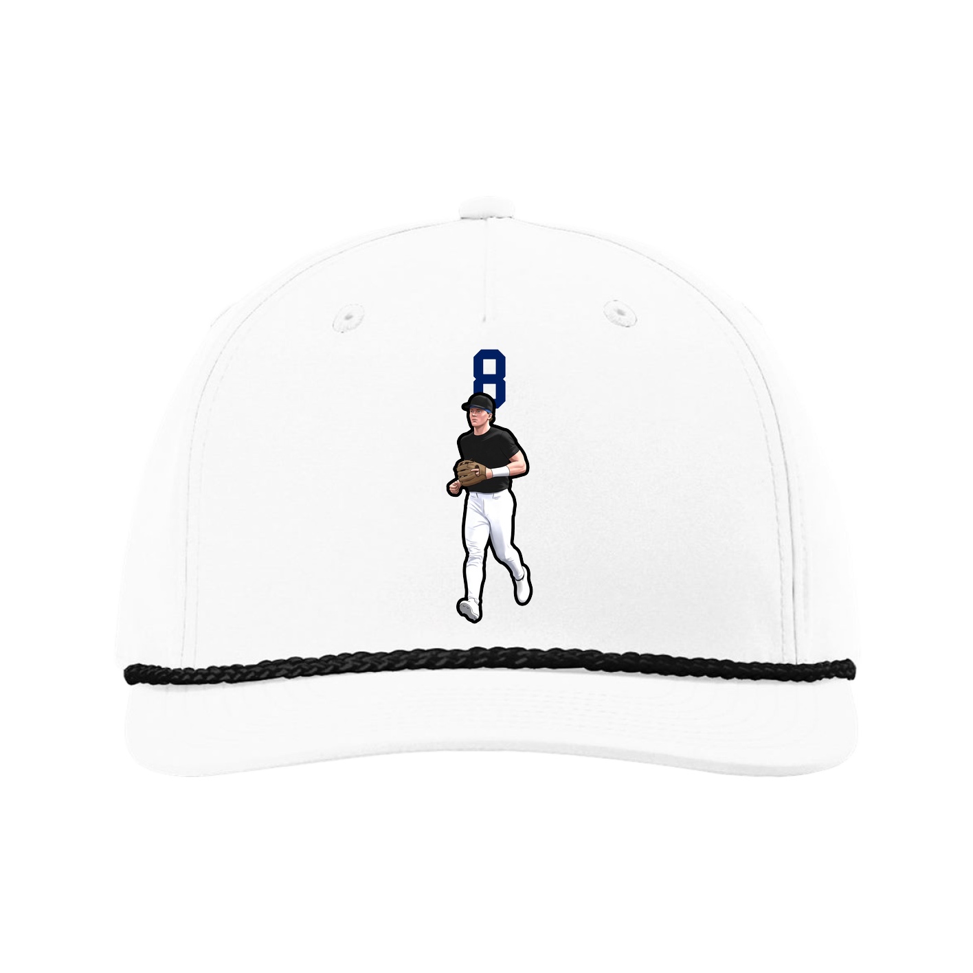Five-Panel Classic Rope Cap — Number Top in White