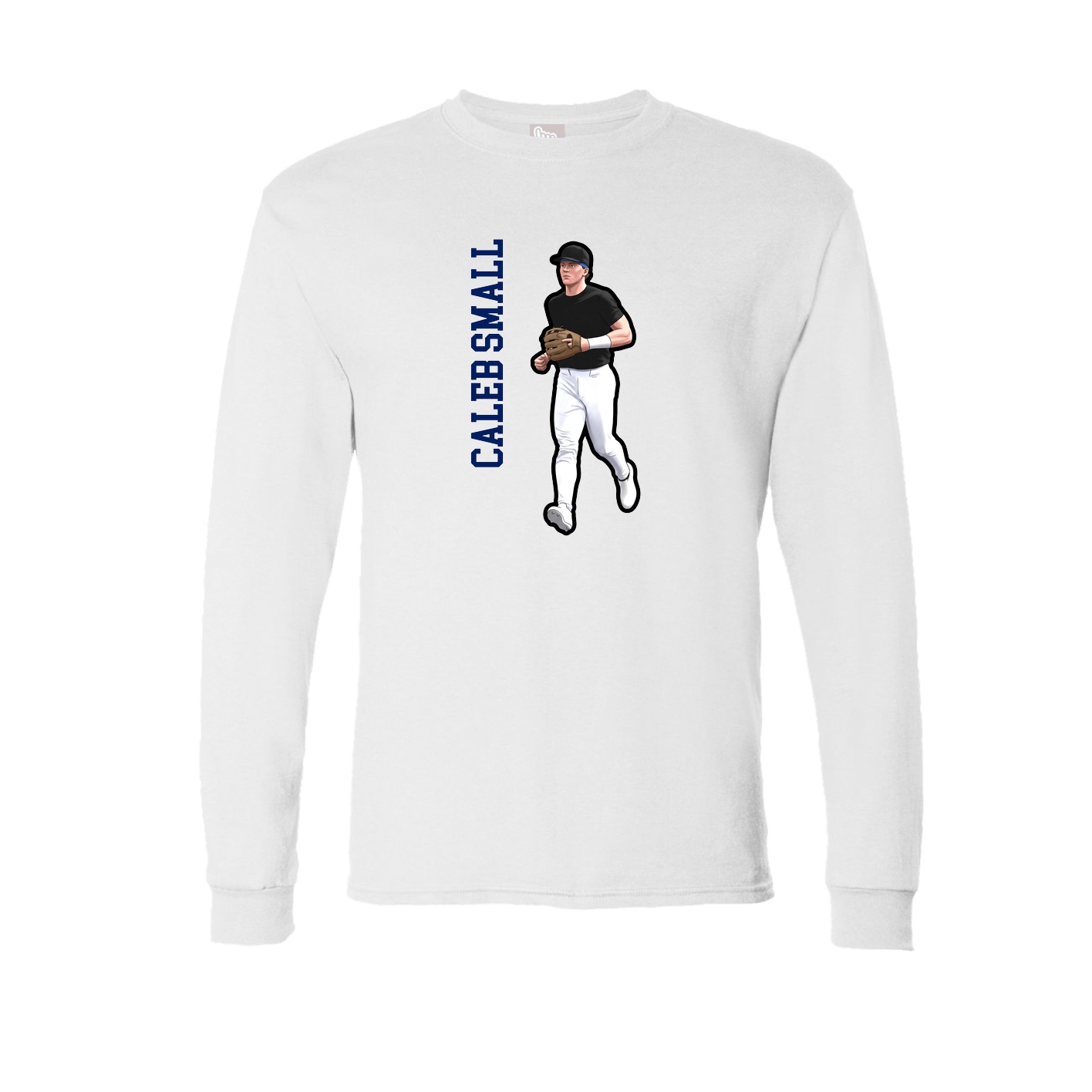 Long Sleeve Tee — Name Vertical in White