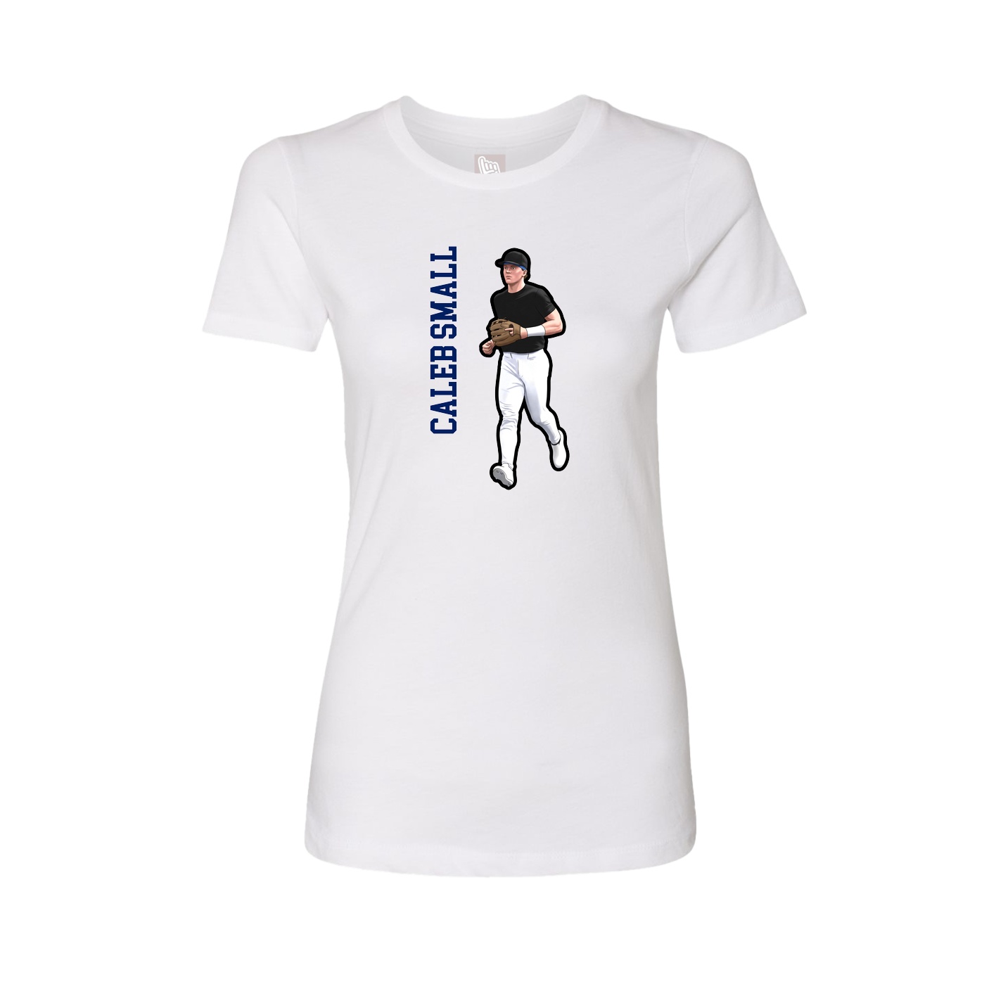 Fitted Women's Tee — Name Vertical in White