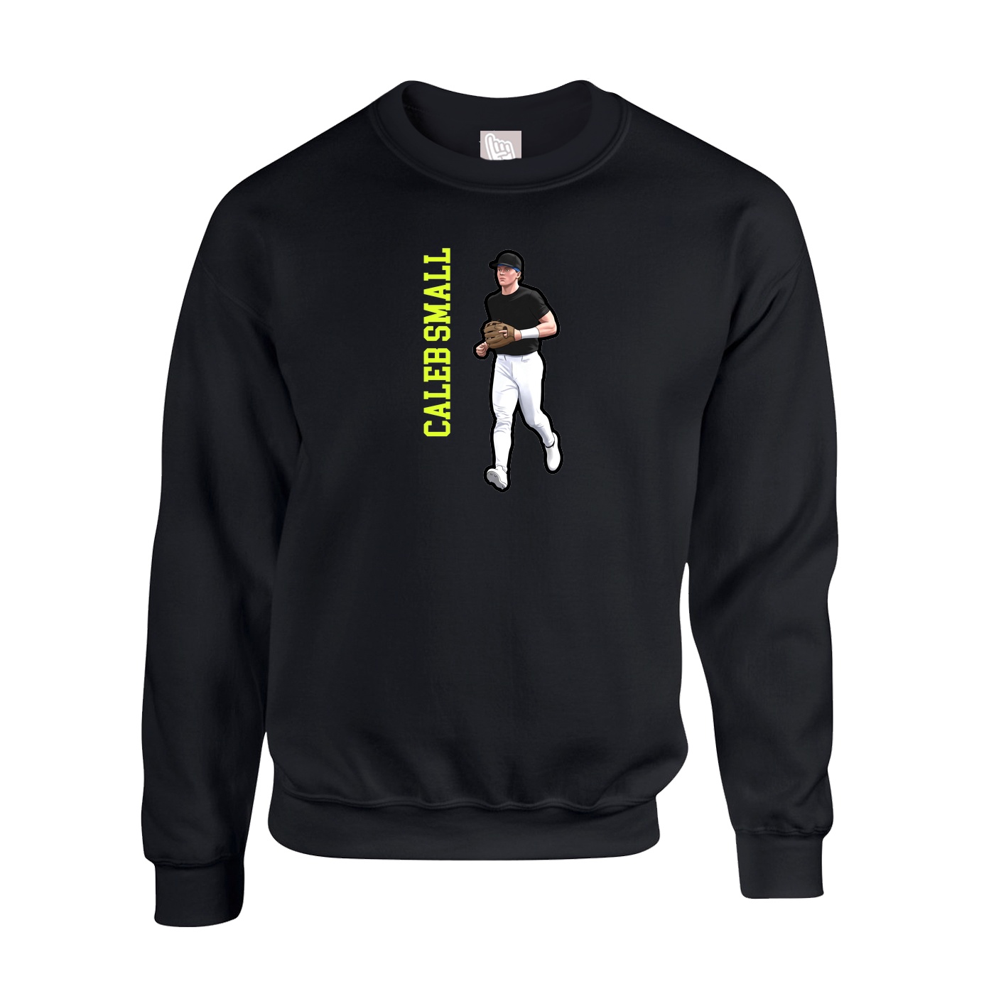 Fleece Crew — Name Vertical in Black