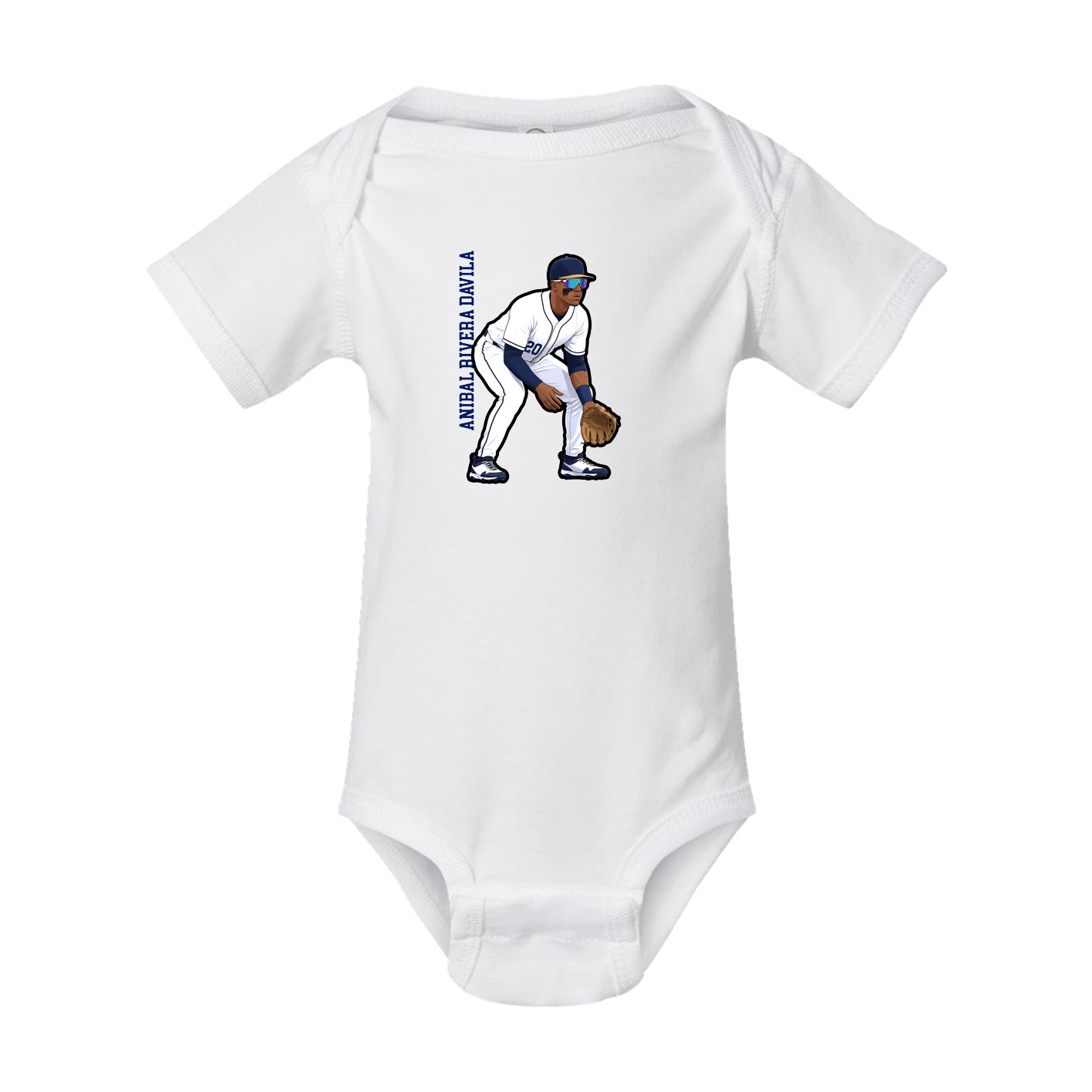 Baby Onesie — Name Vertical in White