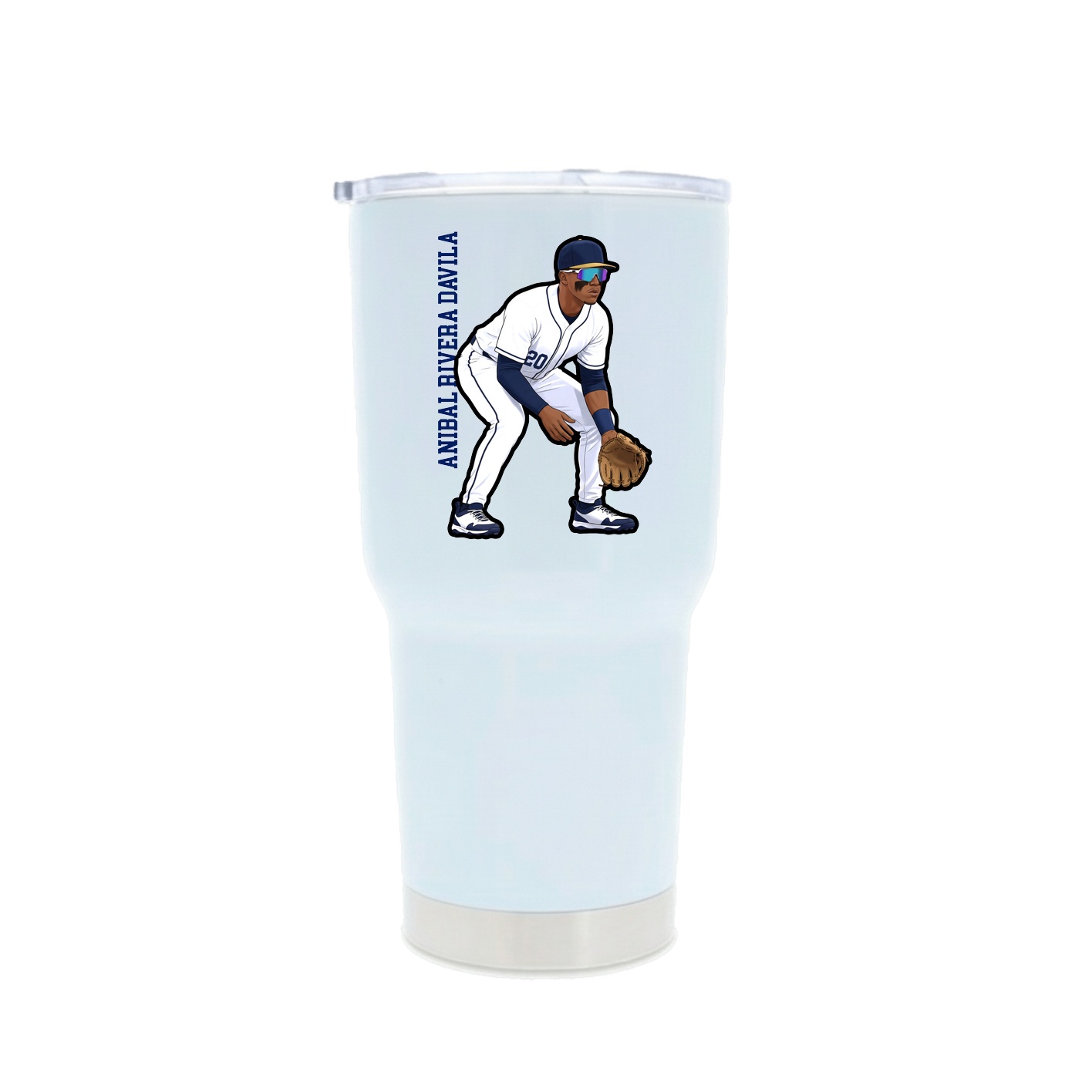 30oz Stainless Steel Tumbler — Name Vertical in White