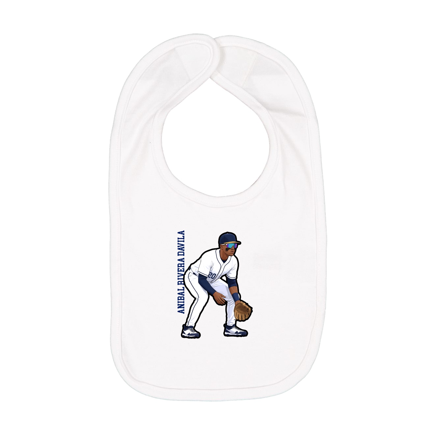 Infant Bib — Name Vertical in White