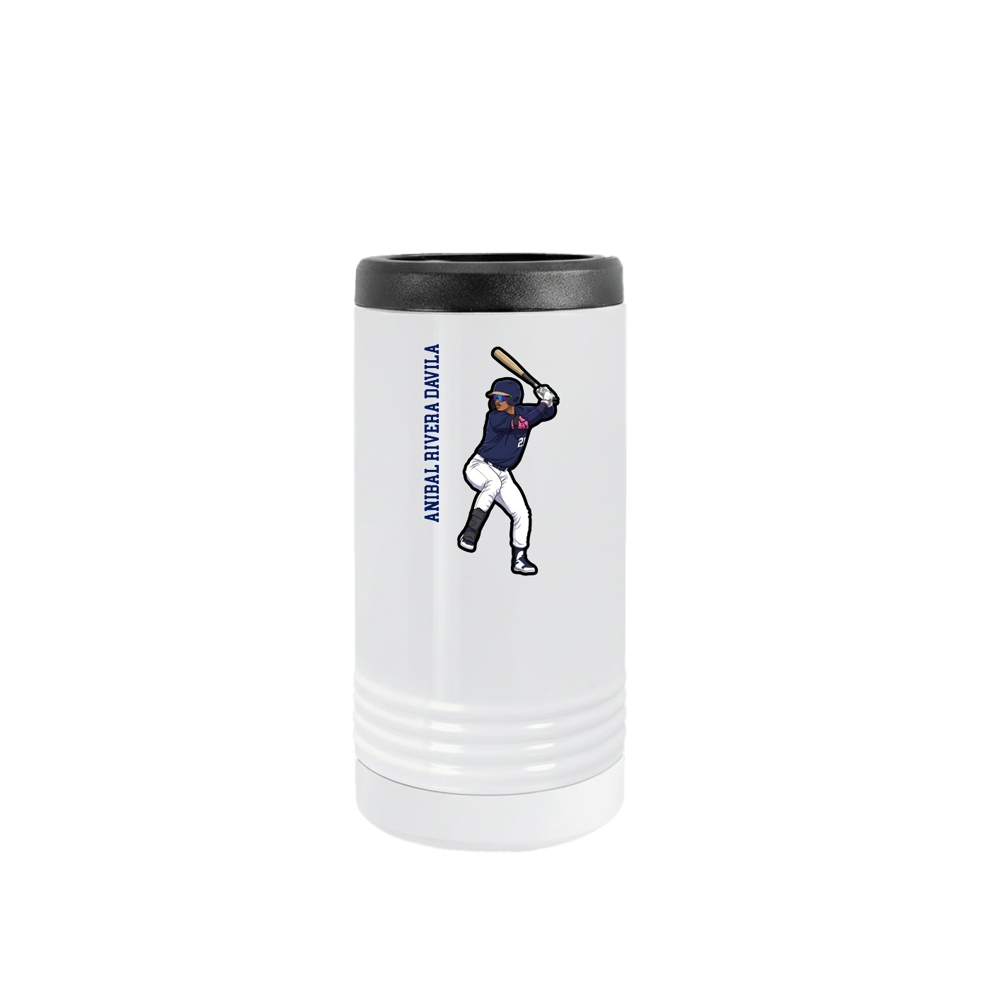 Slim Beverage Holder — Name Vertical in White