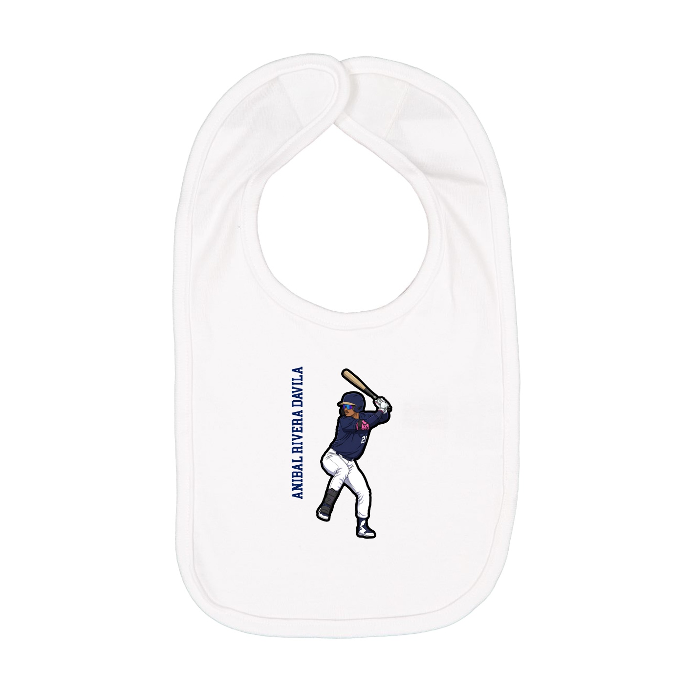 Infant Bib — Name Vertical in White