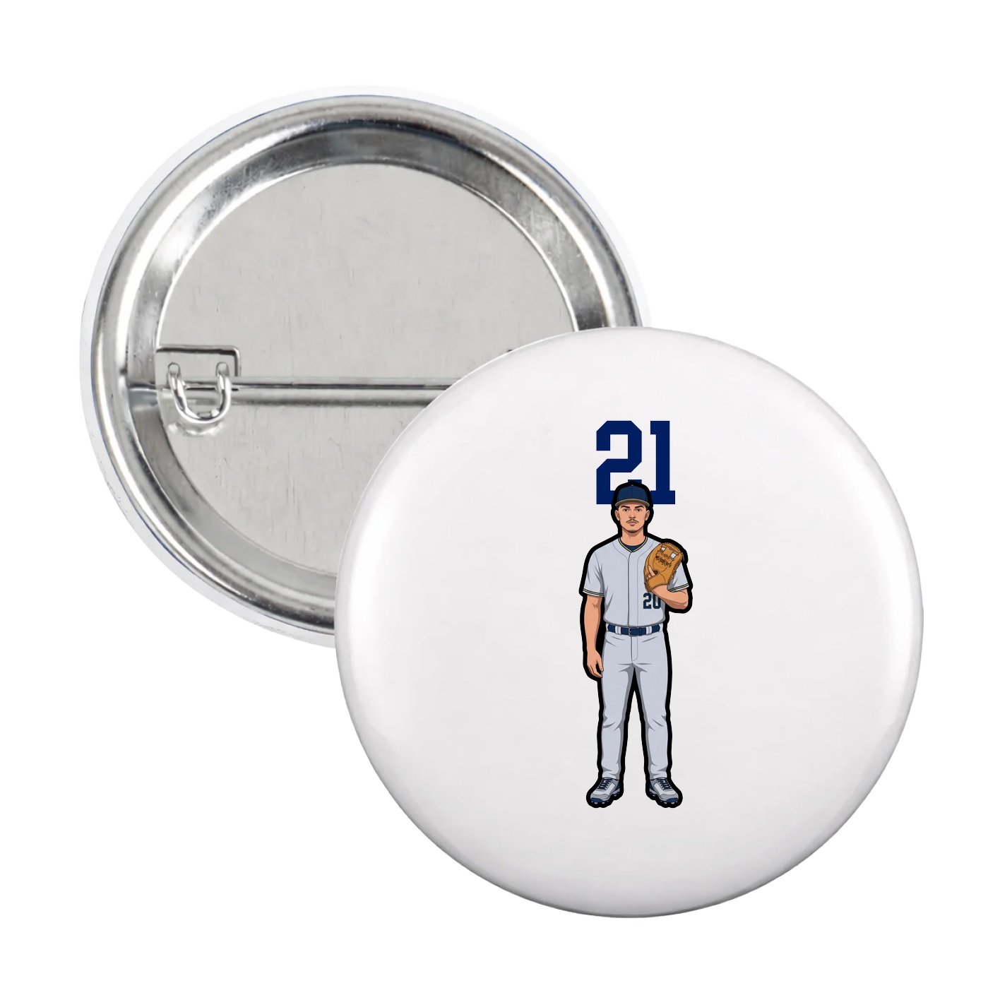 Game Day Button — Number Top in White