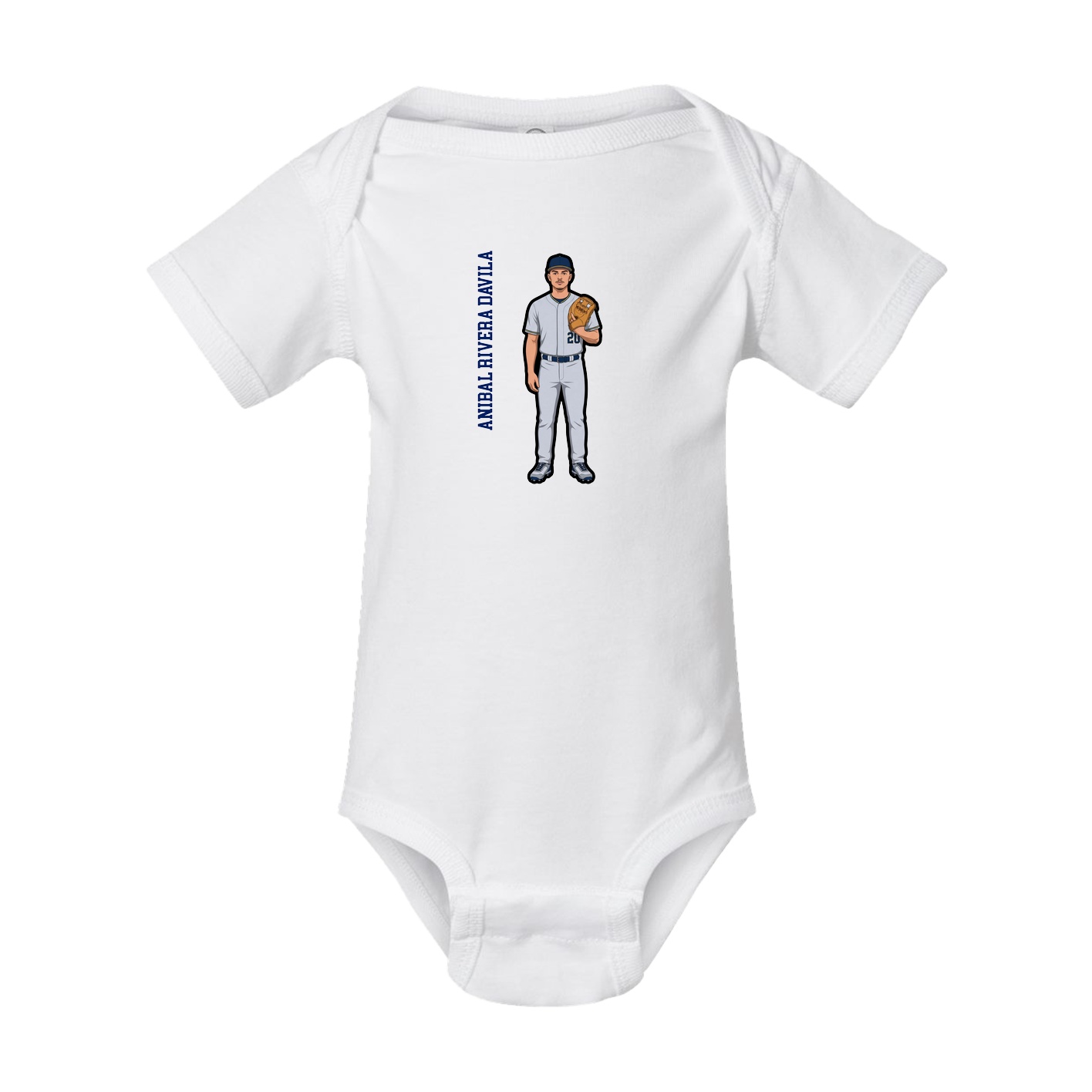 Baby Onesie — Name Vertical in White