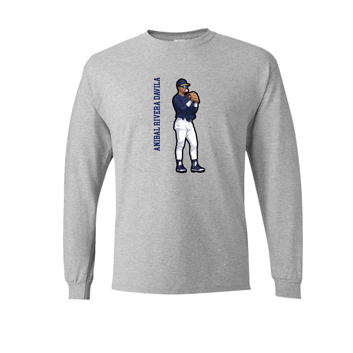 Long Sleeve Tee — Name Vertical in Grey