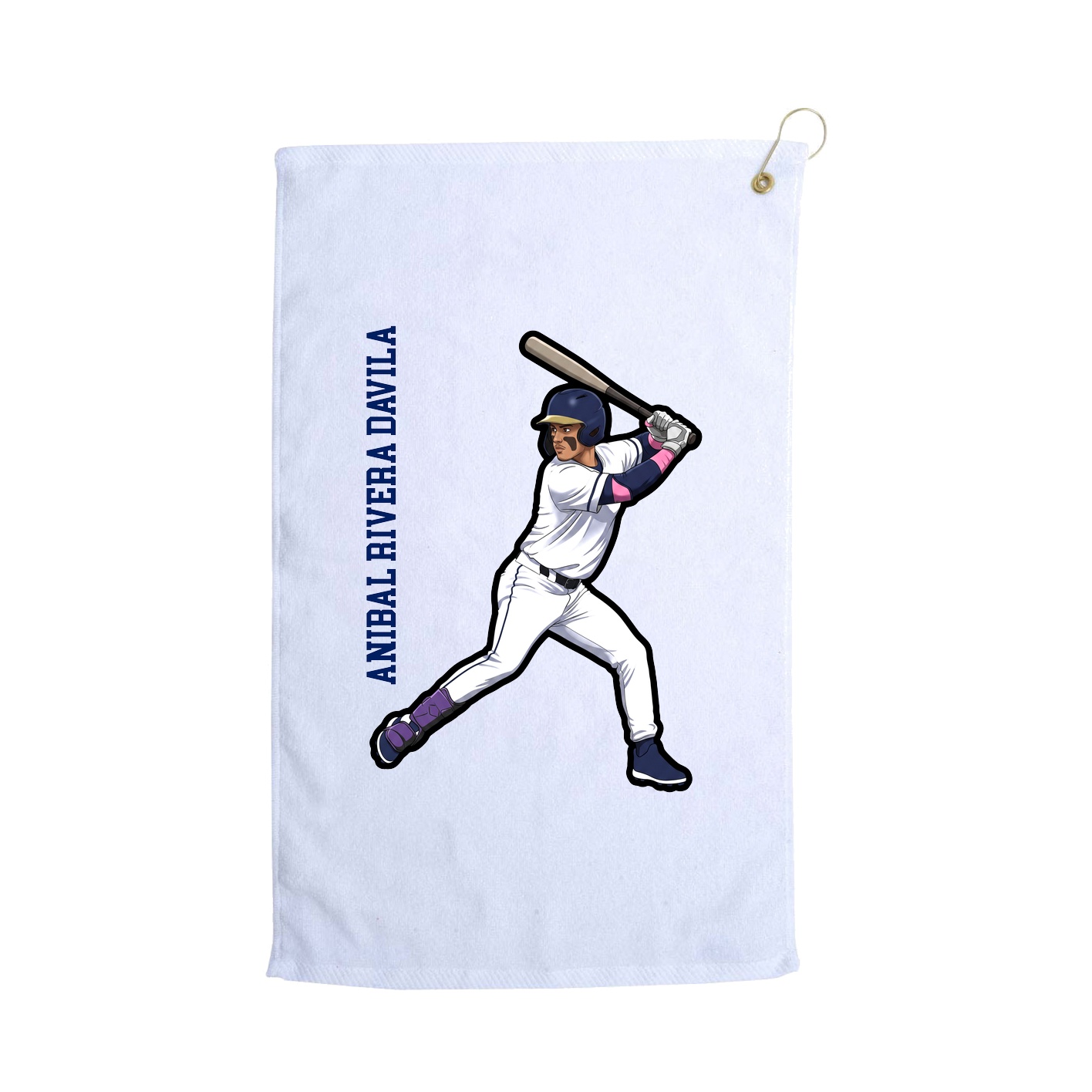 Golf Towel — Name Vertical in White