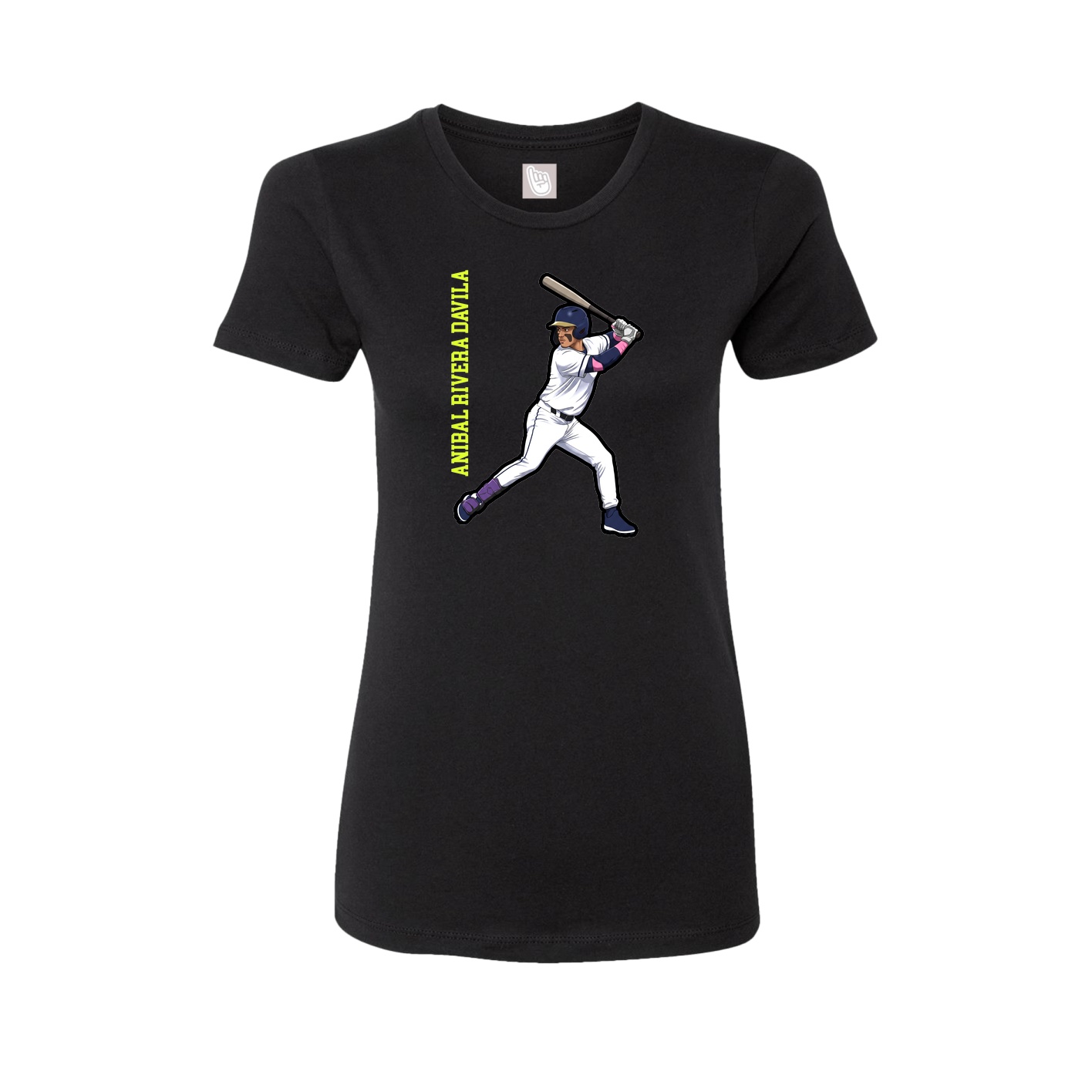 Womens Tee — Name Vertical in Black
