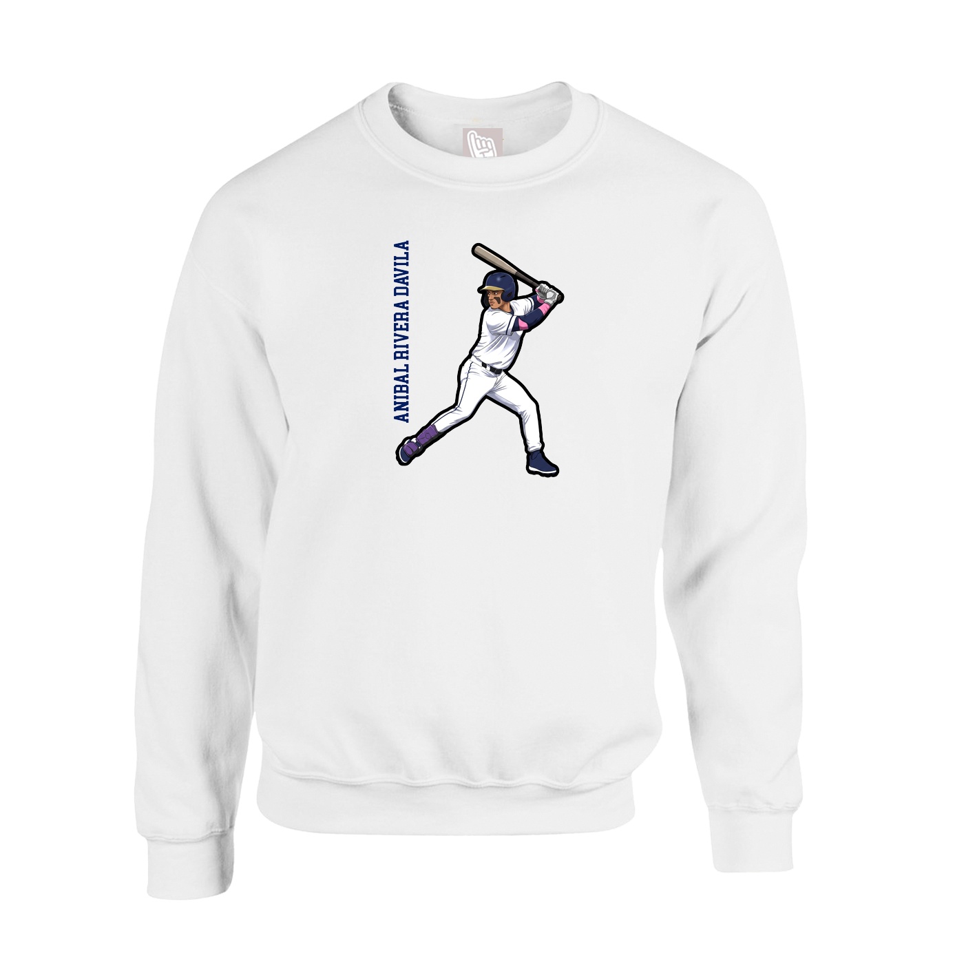 Fleece Crew — Name Vertical in White