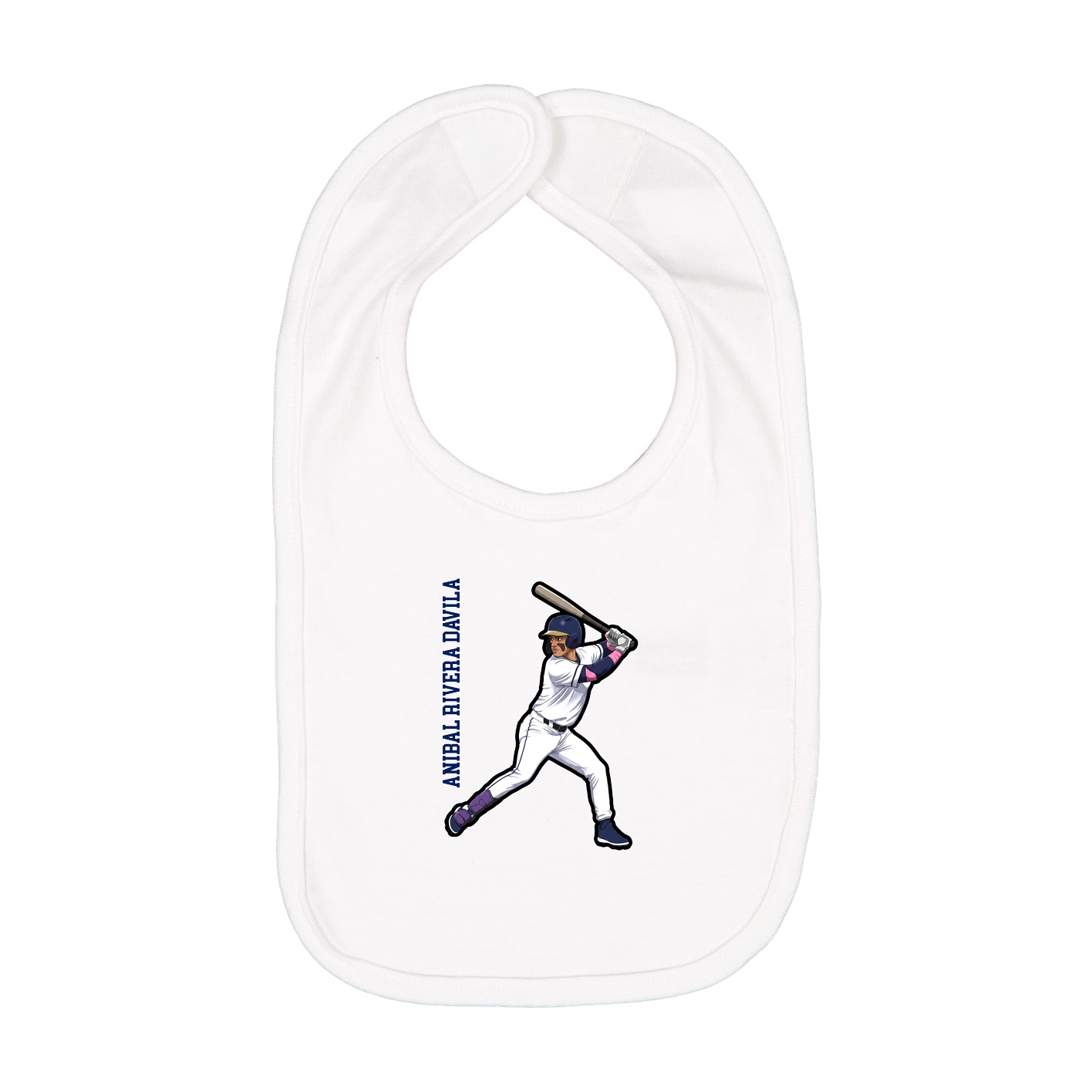Infant Bib — Name Vertical in White