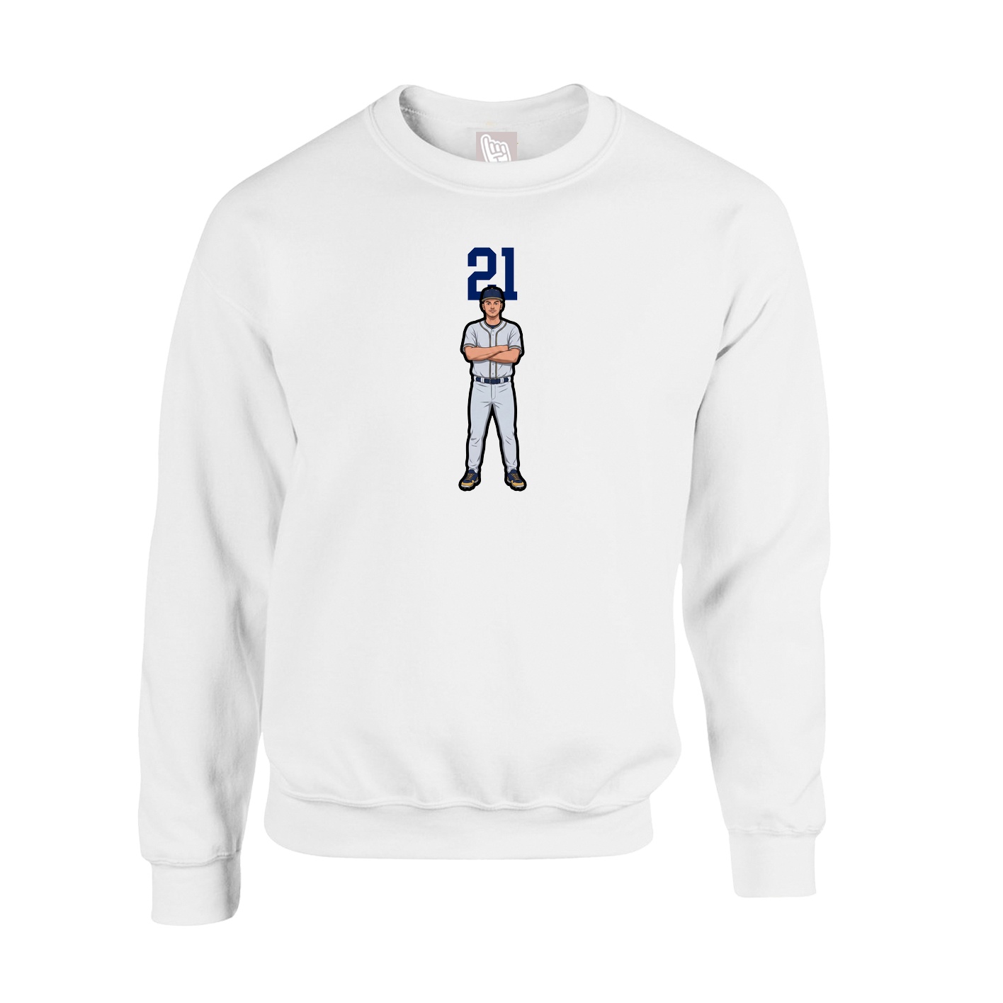 Fleece Crew — Number Top in White