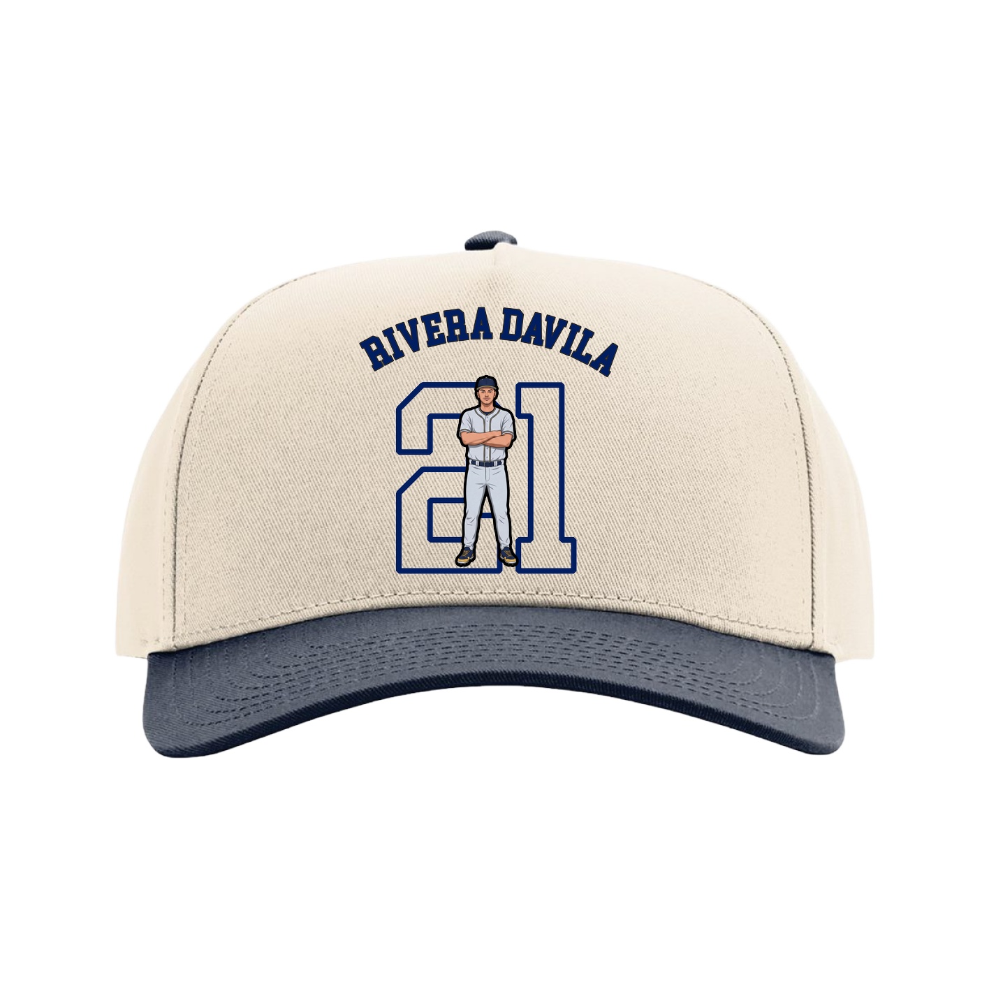 Full Fabric Five-Panel Champ Cap — Shirsey Arch in Cream/Navy