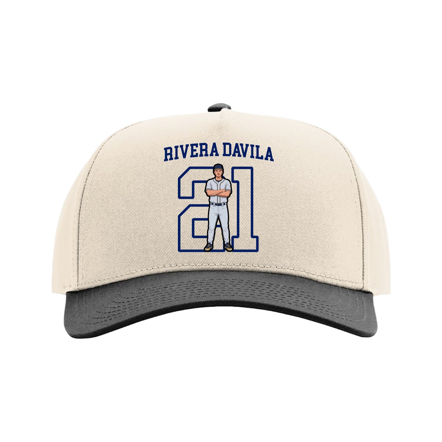 Full Fabric Five-Panel Champ Cap — Shirsey in Cream/Black