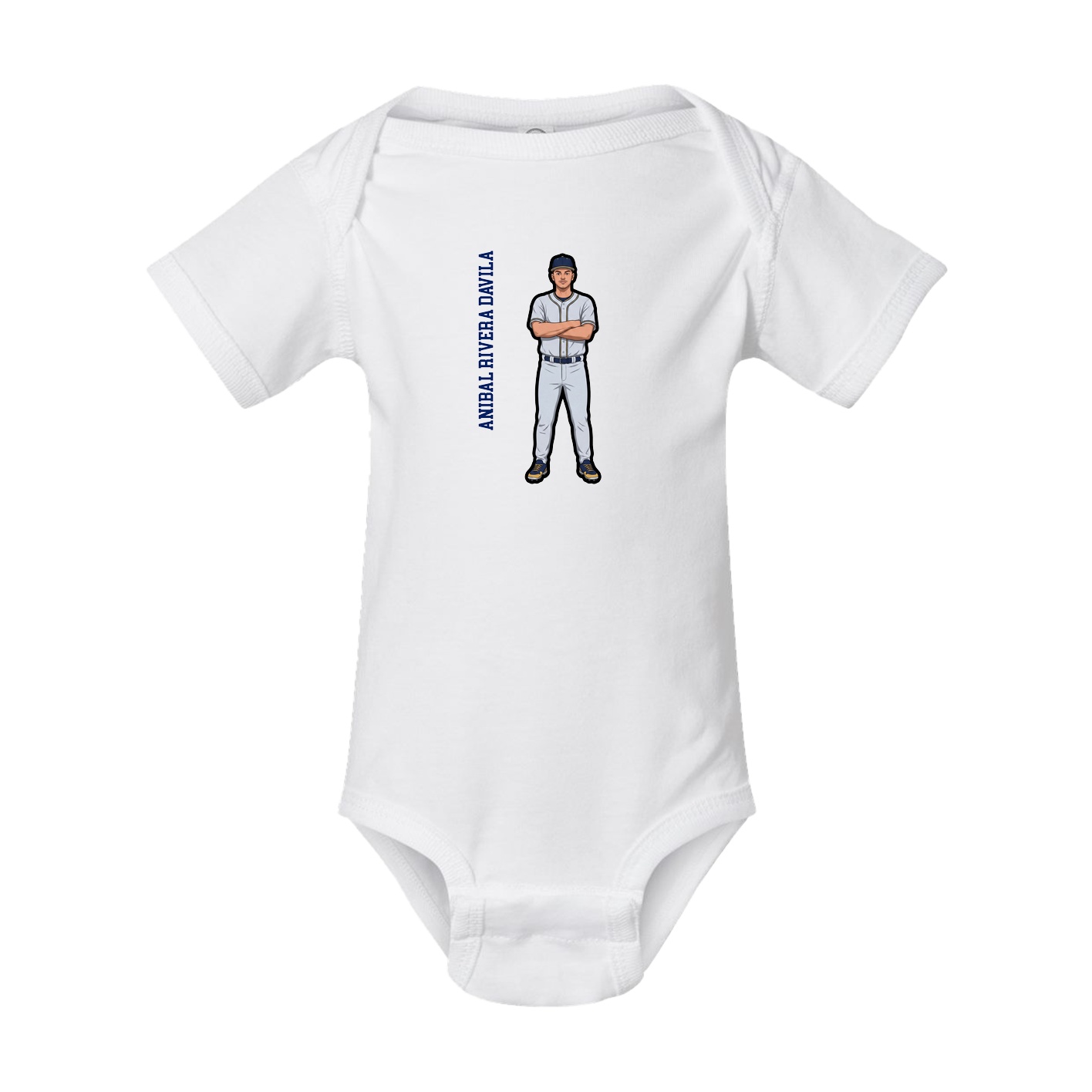 Baby Onesie — Name Vertical in White