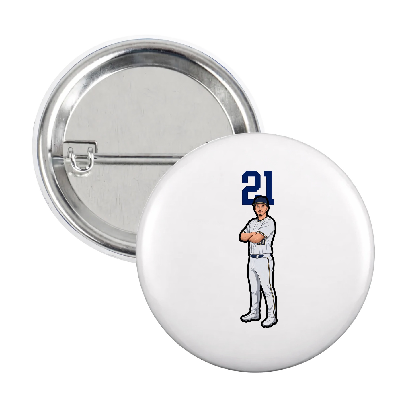 Game Day Button — Number Top in White