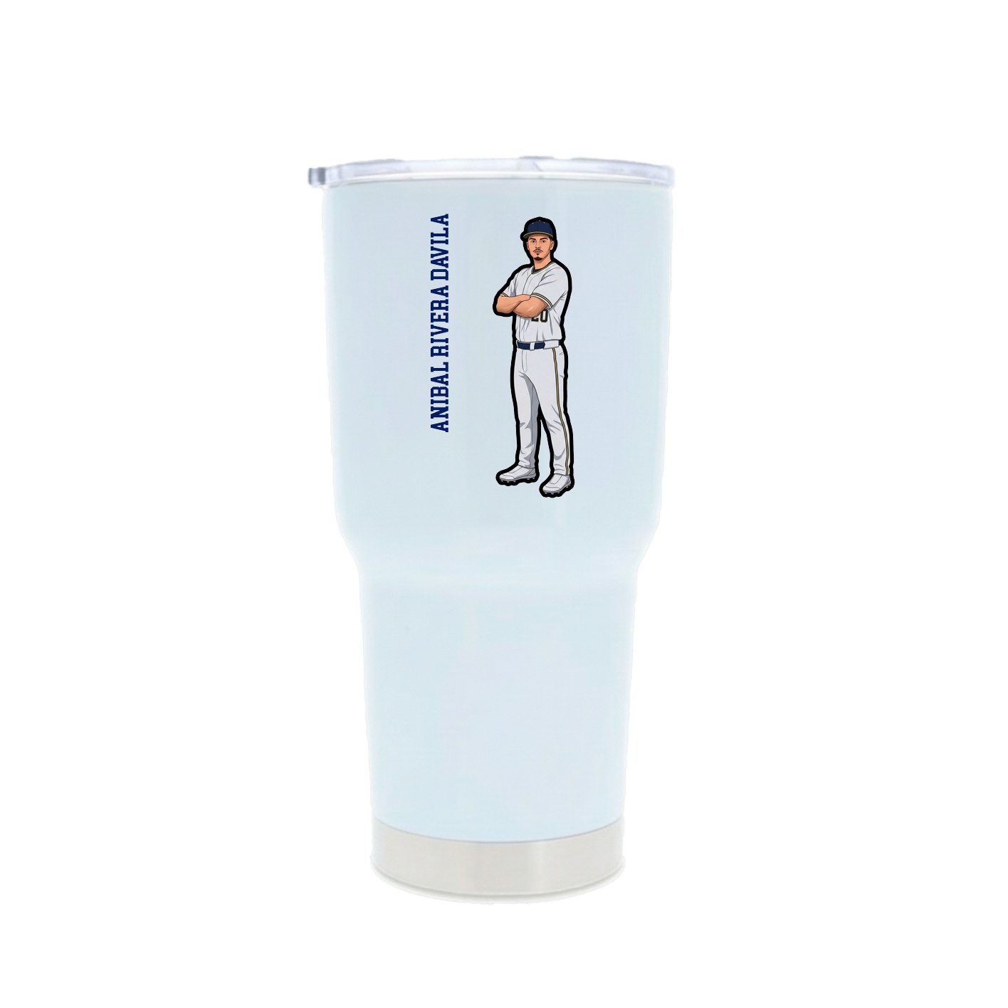 30oz Stainless Steel Tumbler — Name Vertical in White