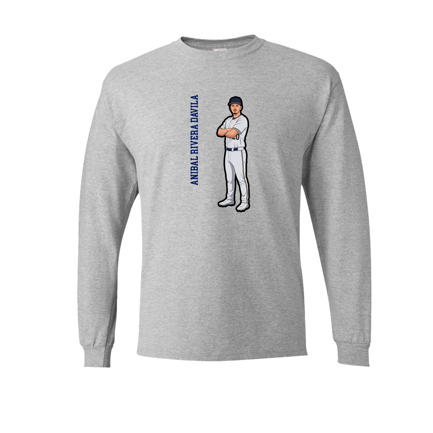 Long Sleeve Tee — Name Vertical in Grey