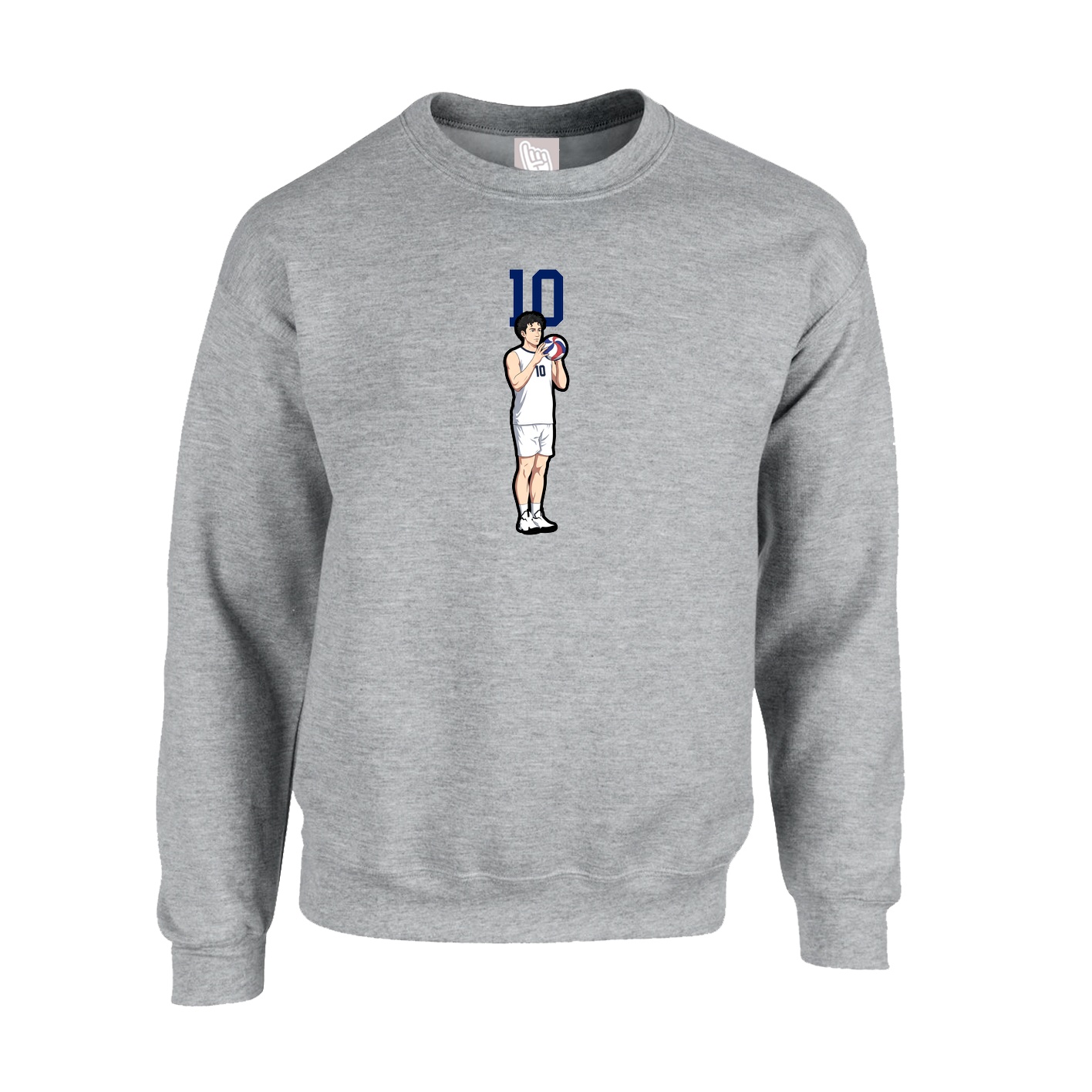 Fleece Crew — Number Top in Grey