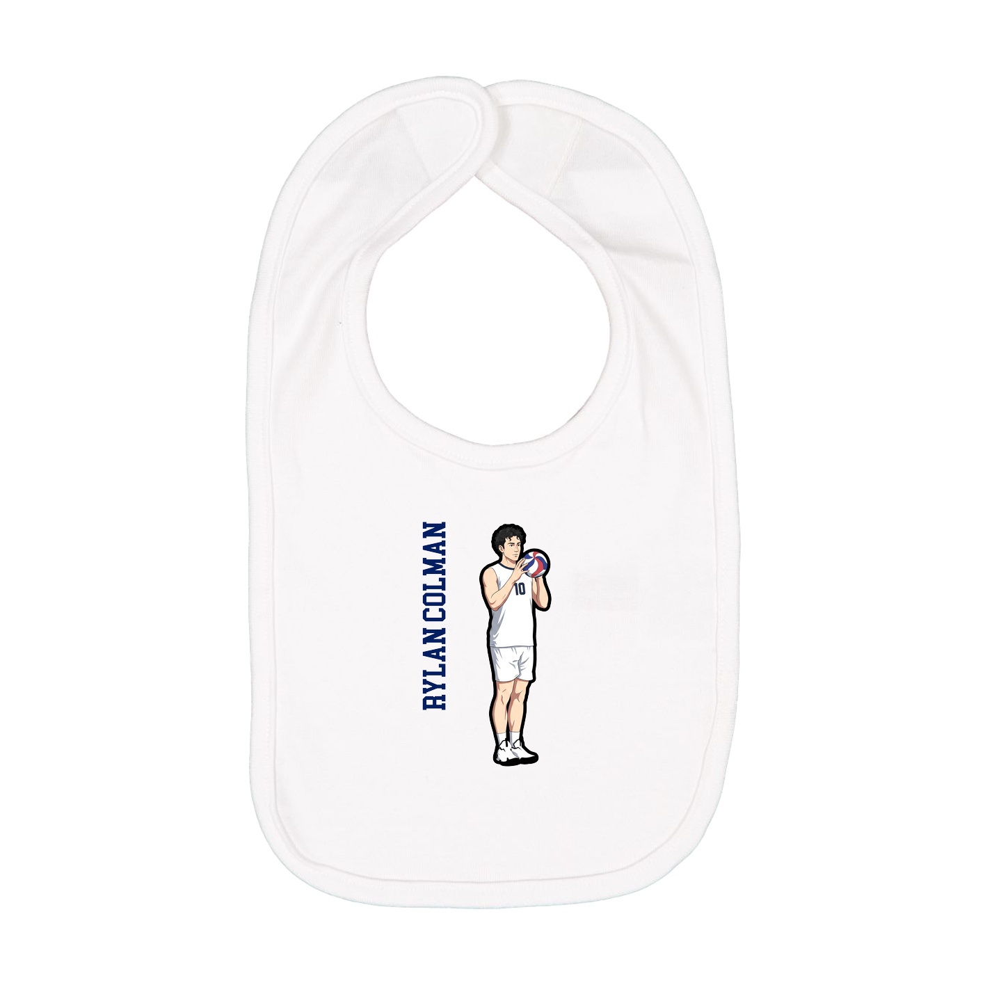 Infant Bib — Name Vertical in White