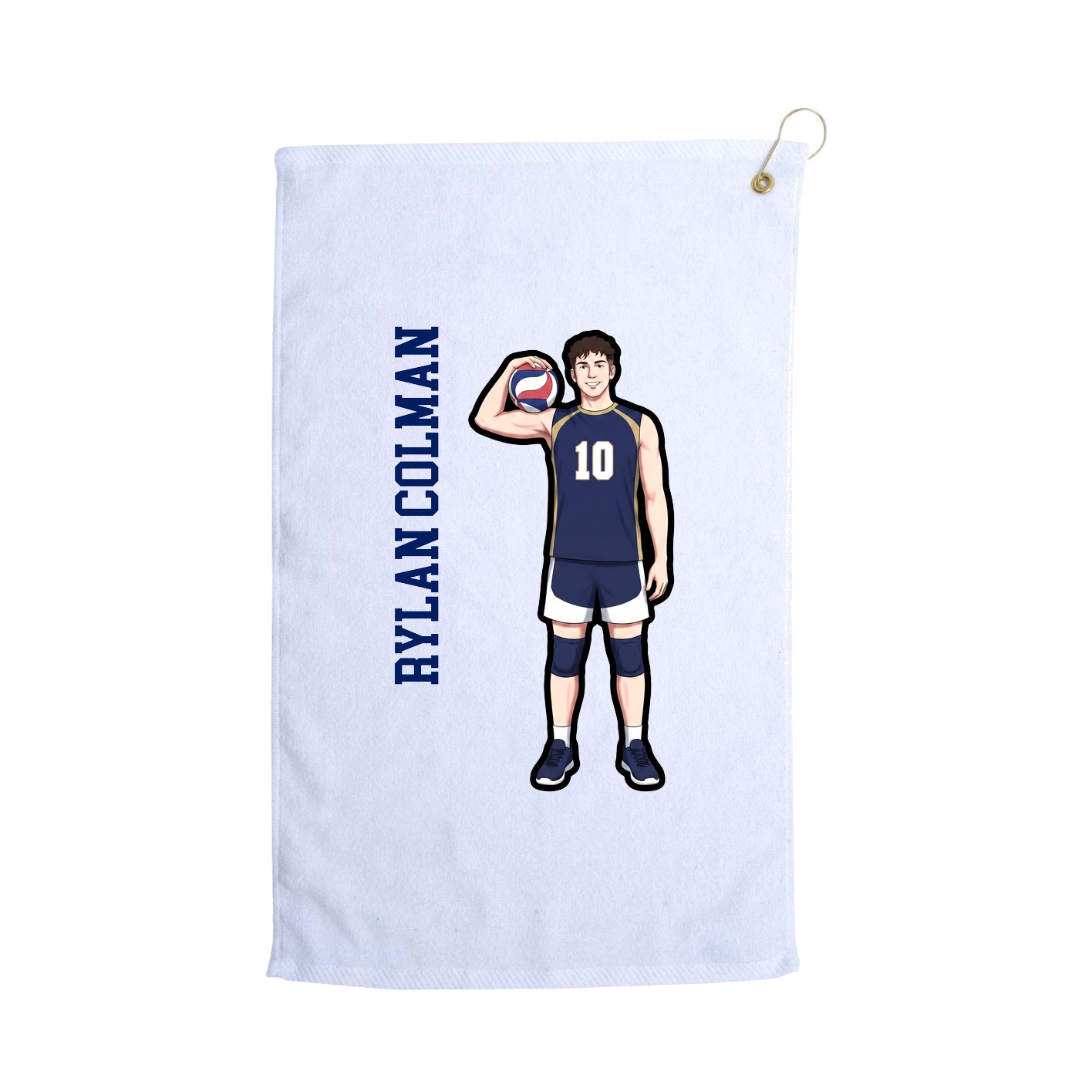 Golf Towel — Name Vertical in White
