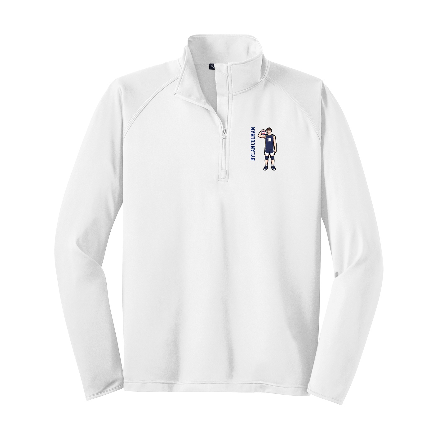 Q-Zip Pullover — Name Vertical in White