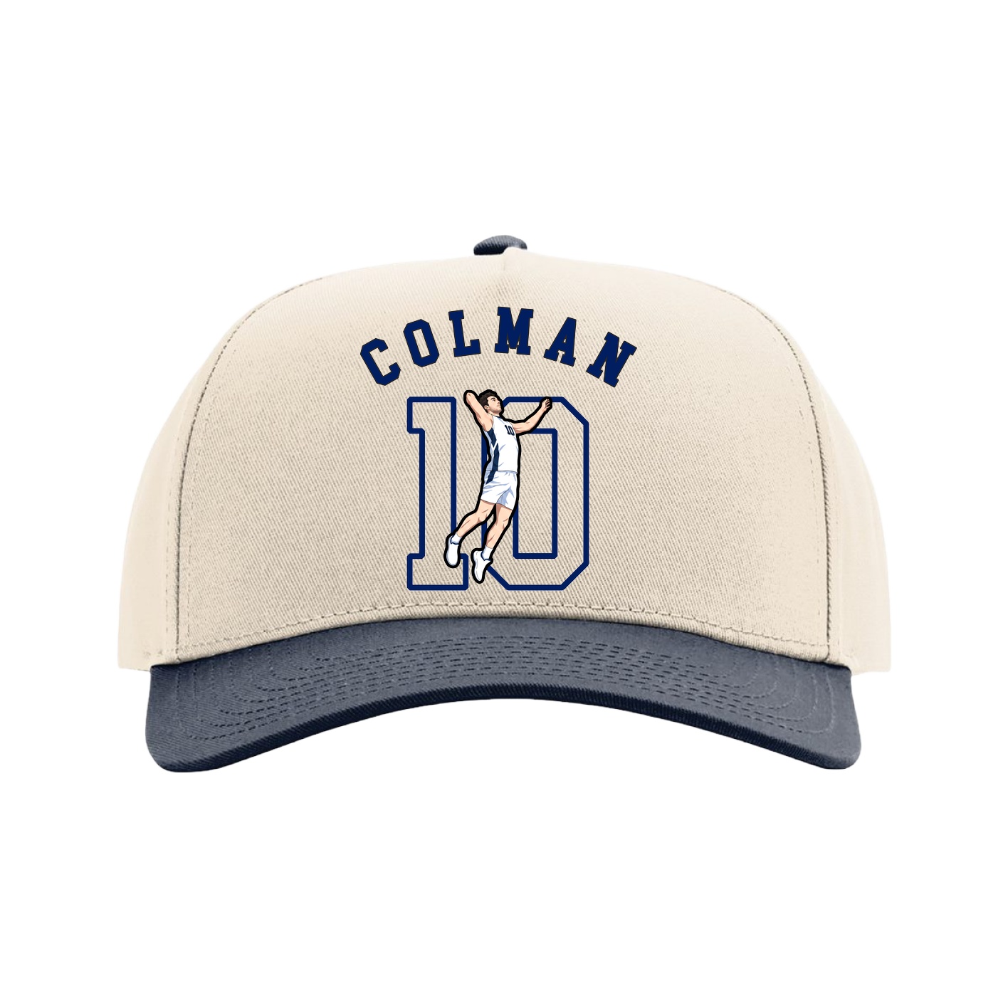 Full Fabric Five-Panel Champ Cap — Shirsey Arch in Cream/Navy