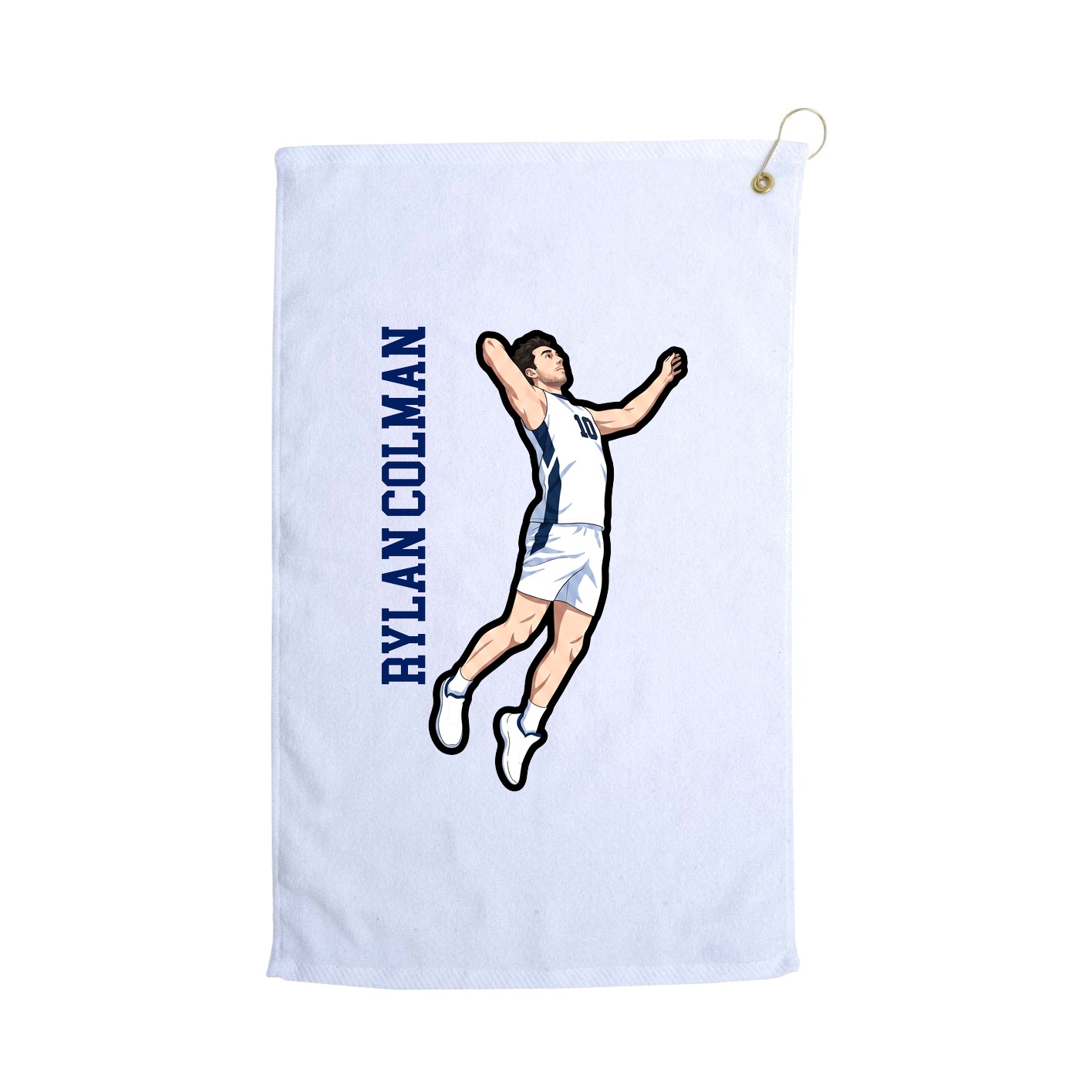 Golf Towel — Name Vertical in White
