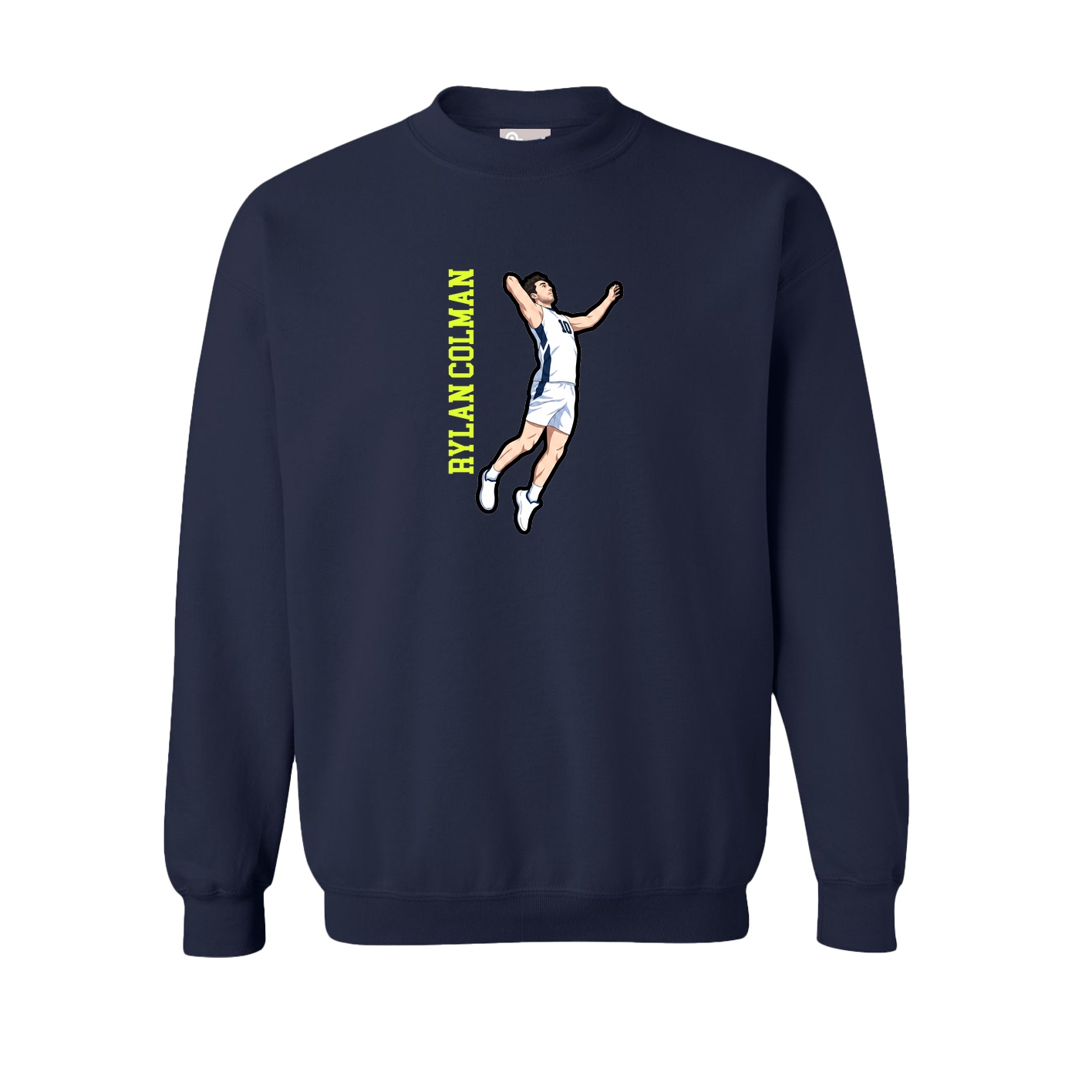 Fleece Crew — Name Vertical in Navy