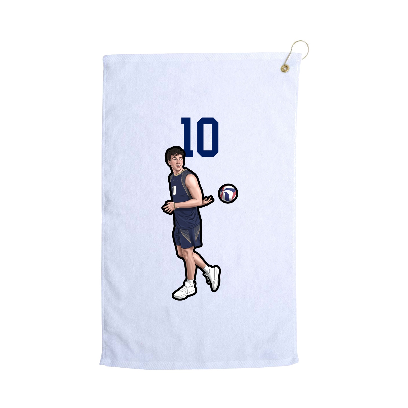 Golf Towel — Number Top in White