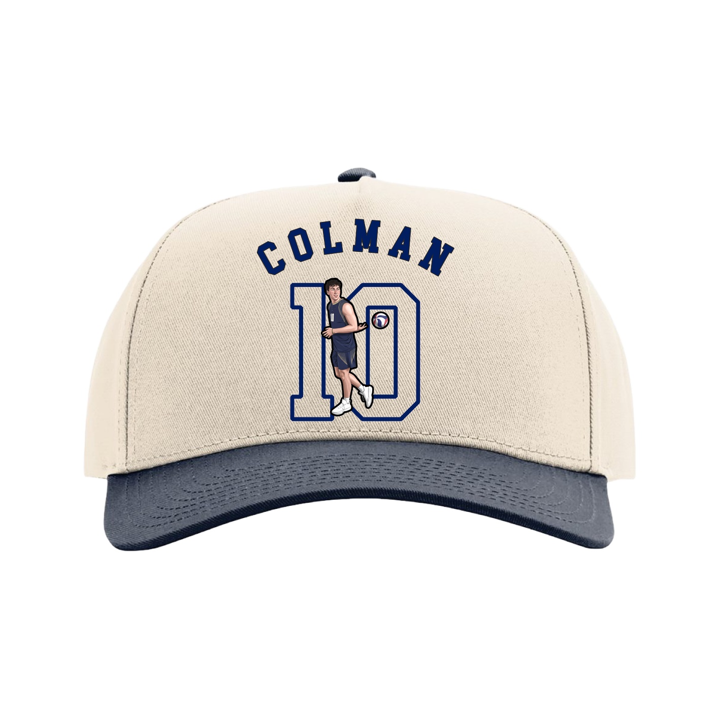 Full Fabric Five-Panel Champ Cap — Shirsey Arch in Cream/Navy