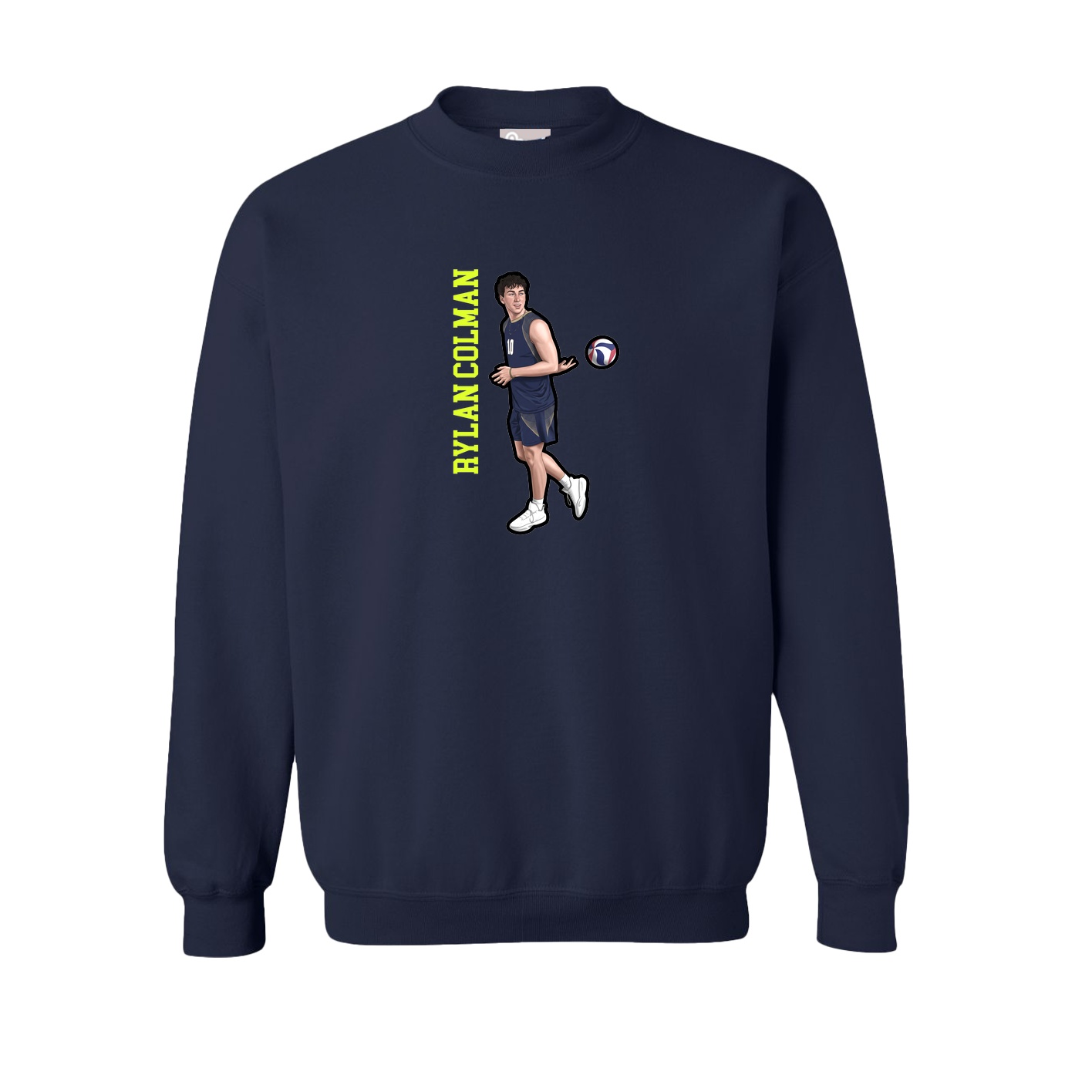 Fleece Crew — Name Vertical in Navy