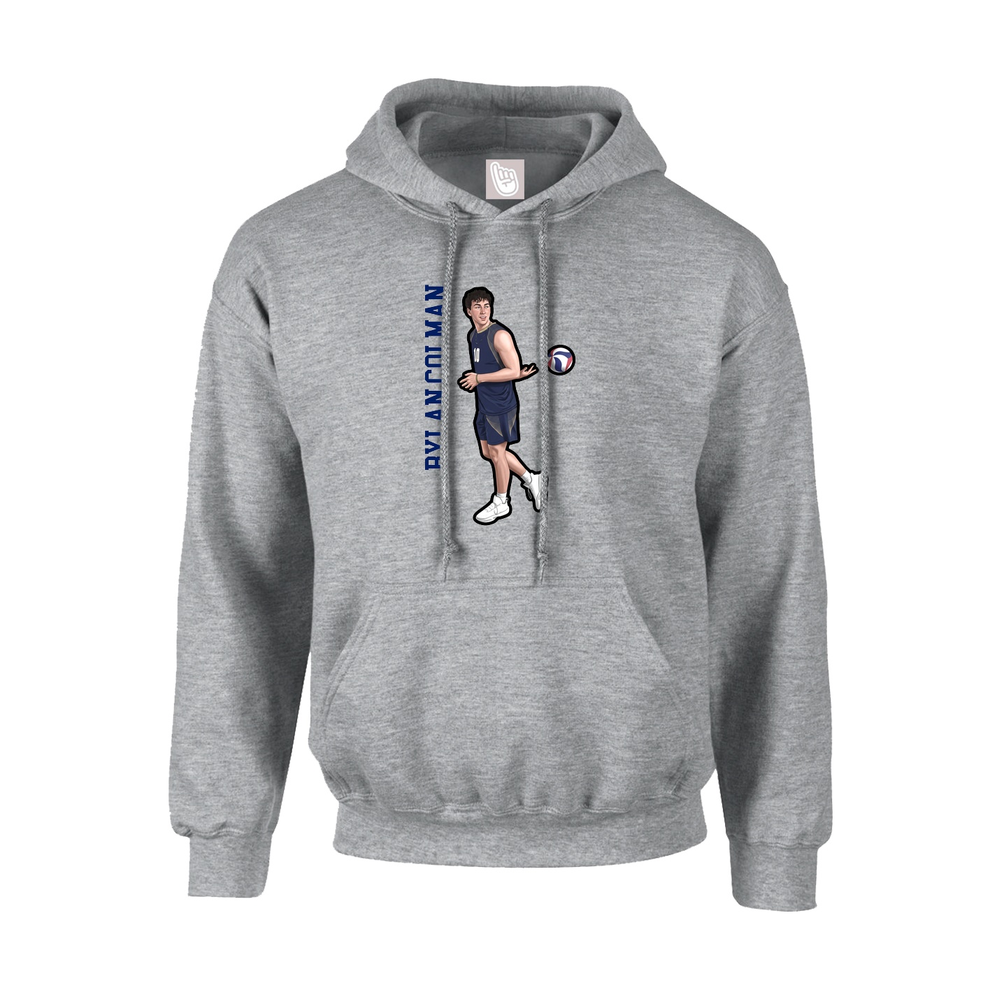 Youth Hoodie — Name Vertical in Grey