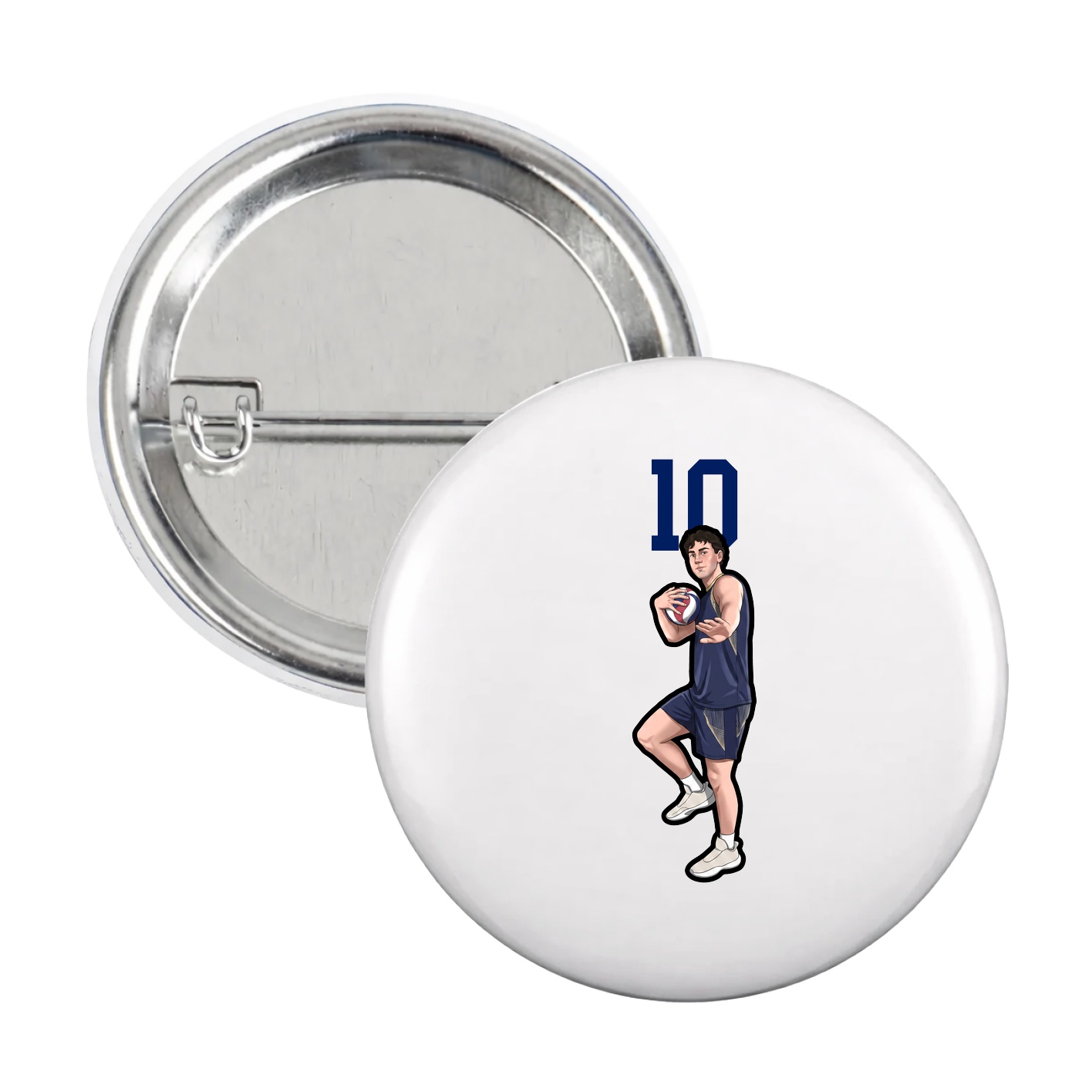 Game Day Button — Number Top in White