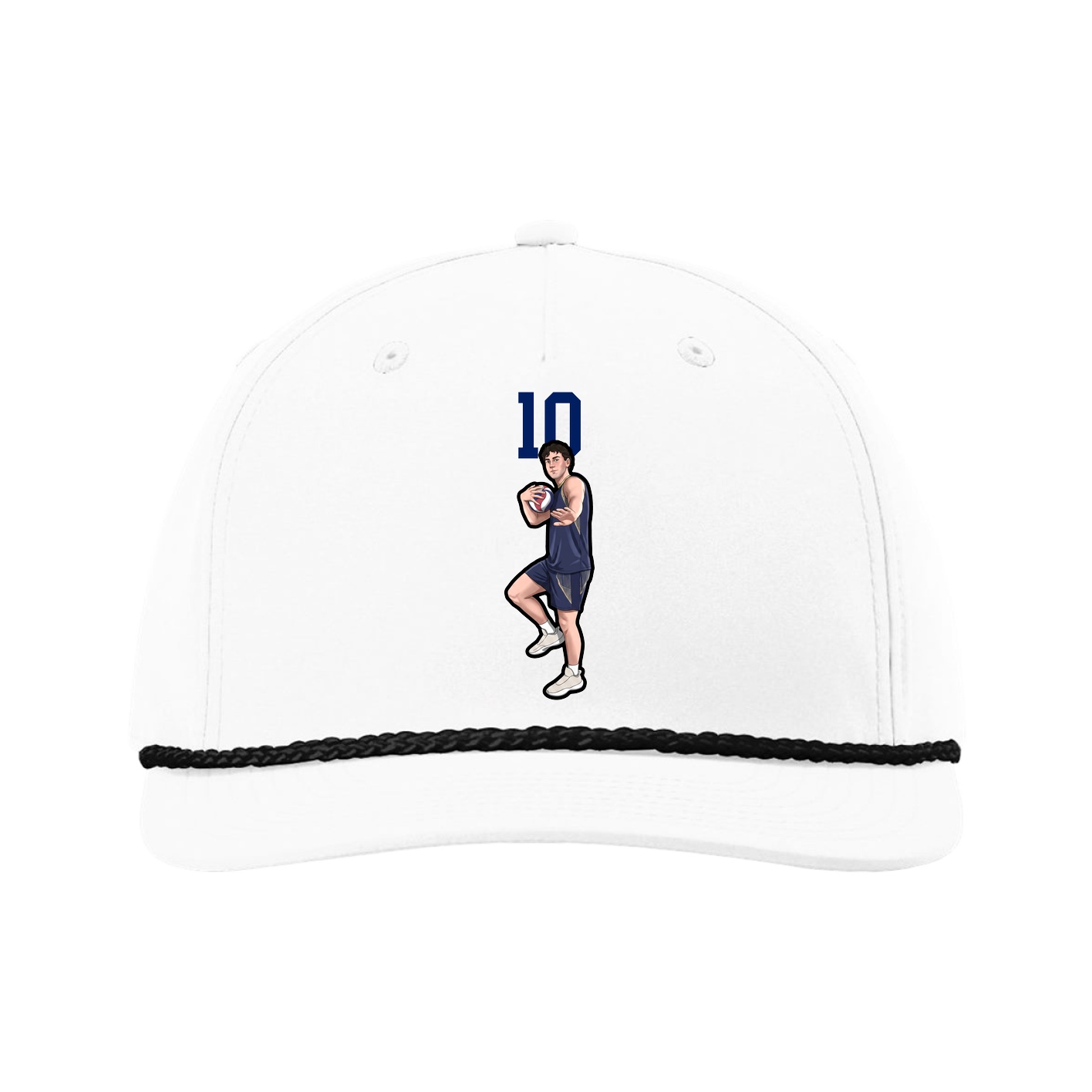 Five-Panel Classic Rope Cap — Number Top in White