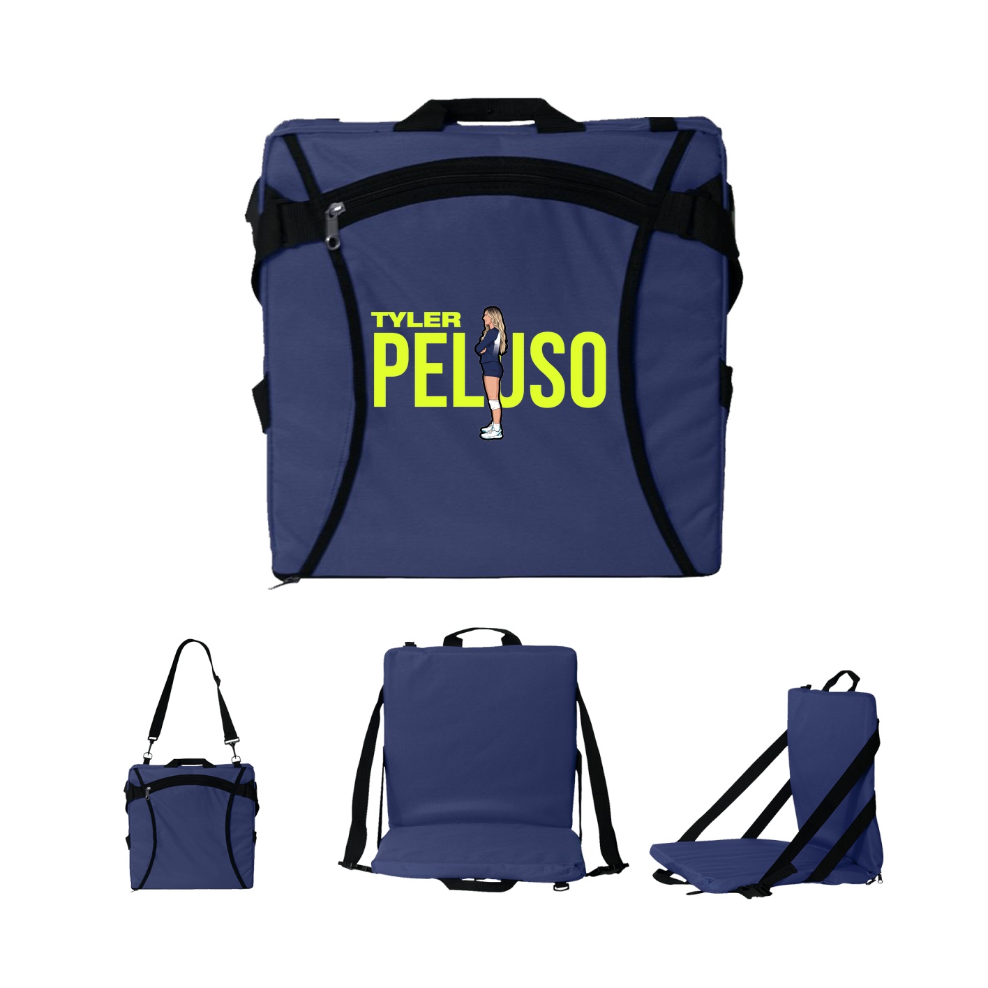 Folding Stadium Seat — Player Name in Navy